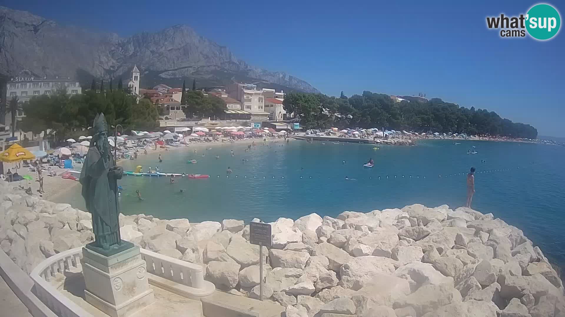 Spletna kamera Baška Voda – Sv. Nikola in plaža