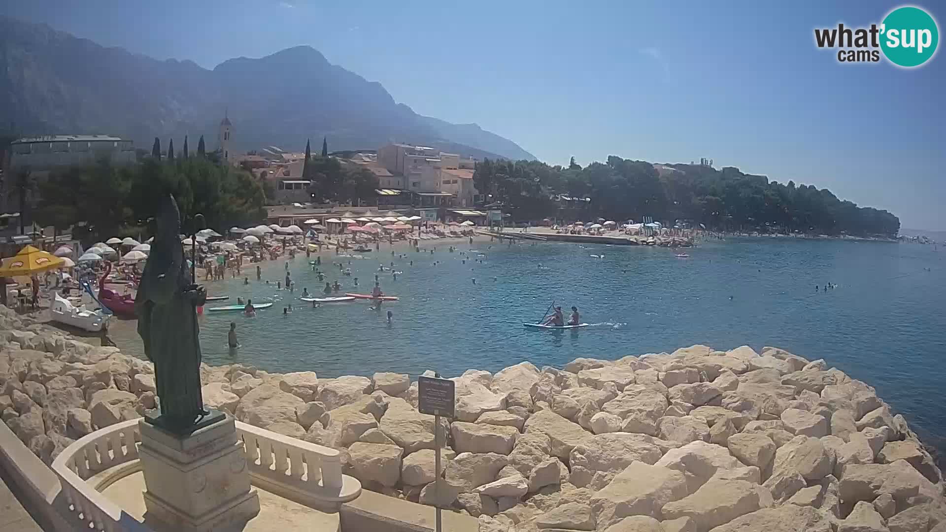 Webcam Baška Voda Croatia | Saint Nikola and beach