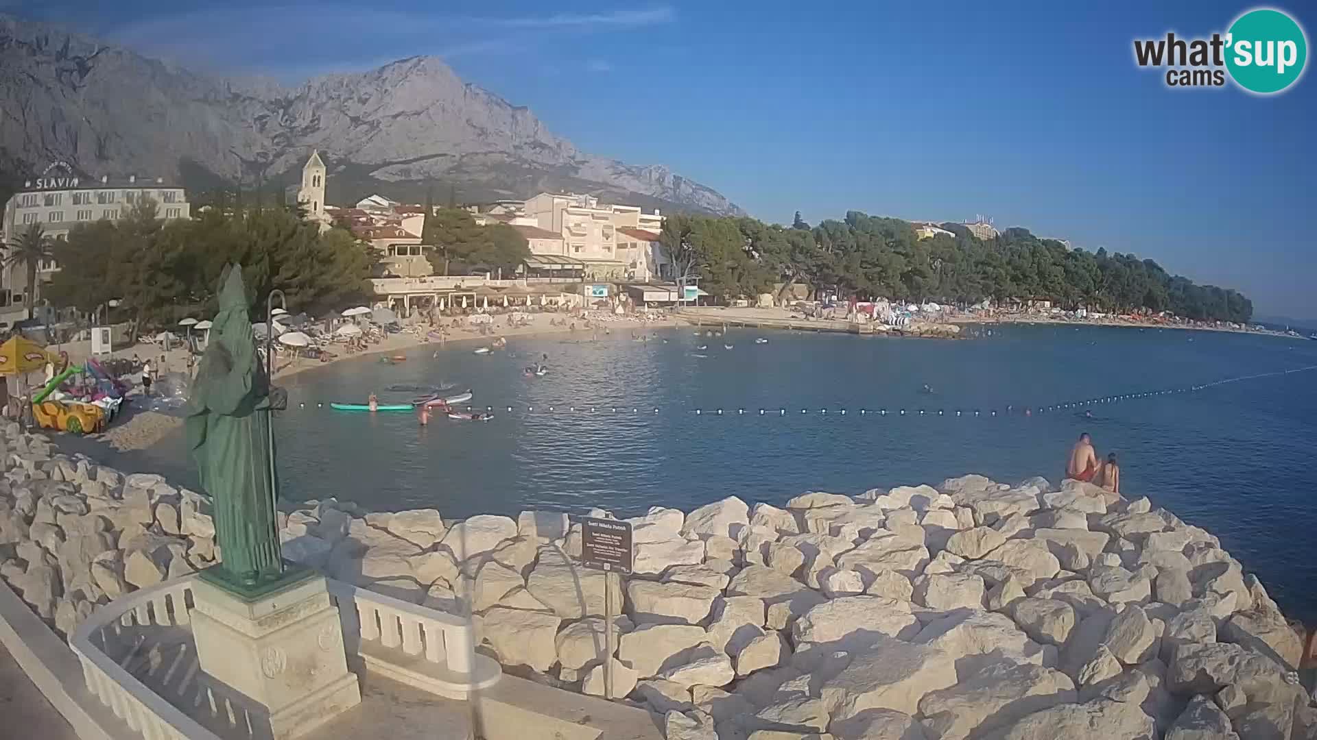 Webcam Baška Voda Croatia | Saint Nikola and beach