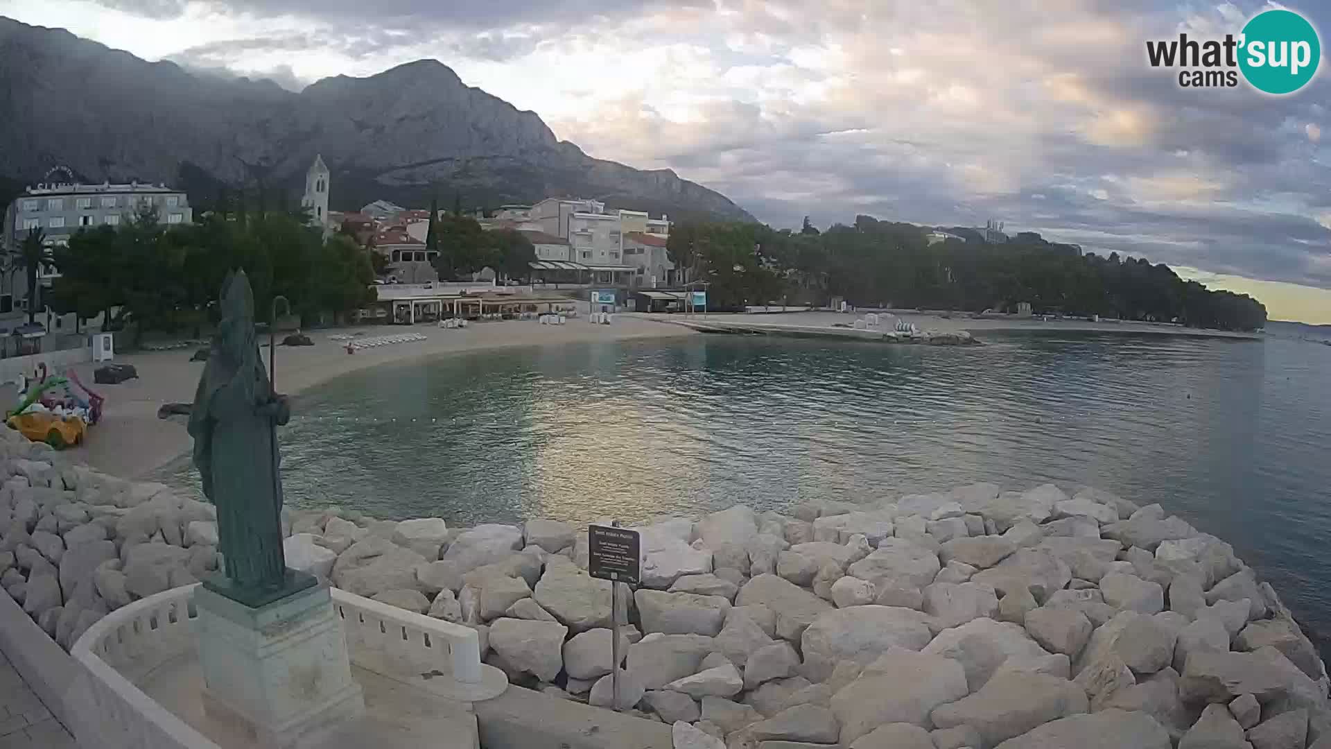 Webcam Baška Voda Croatia | Saint Nikola and beach