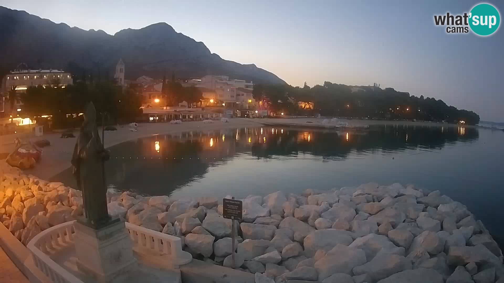 Webcam Baška Voda Croatia | Saint Nikola and beach