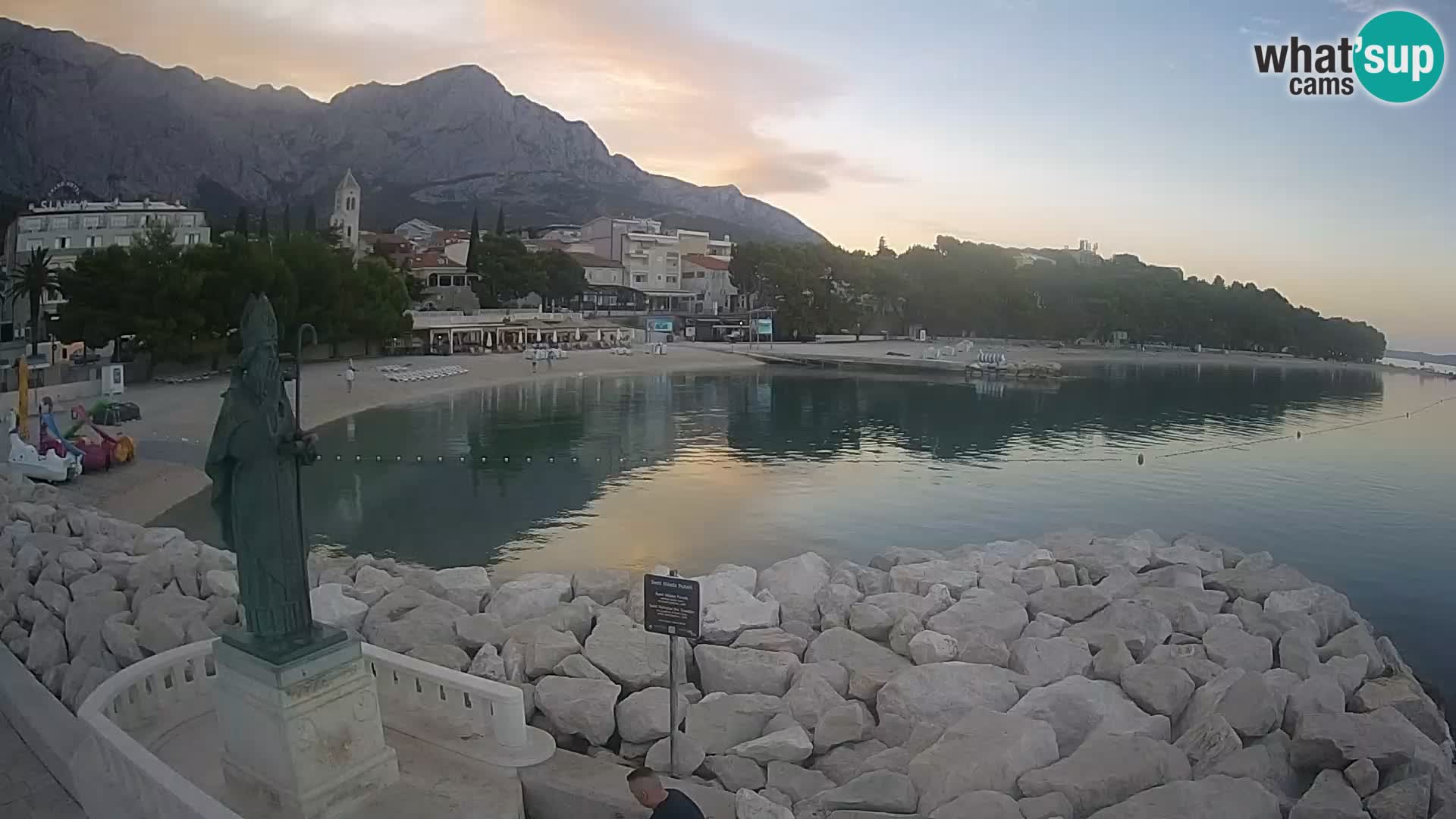 Webcam Baška Voda Croatia | Saint Nikola and beach
