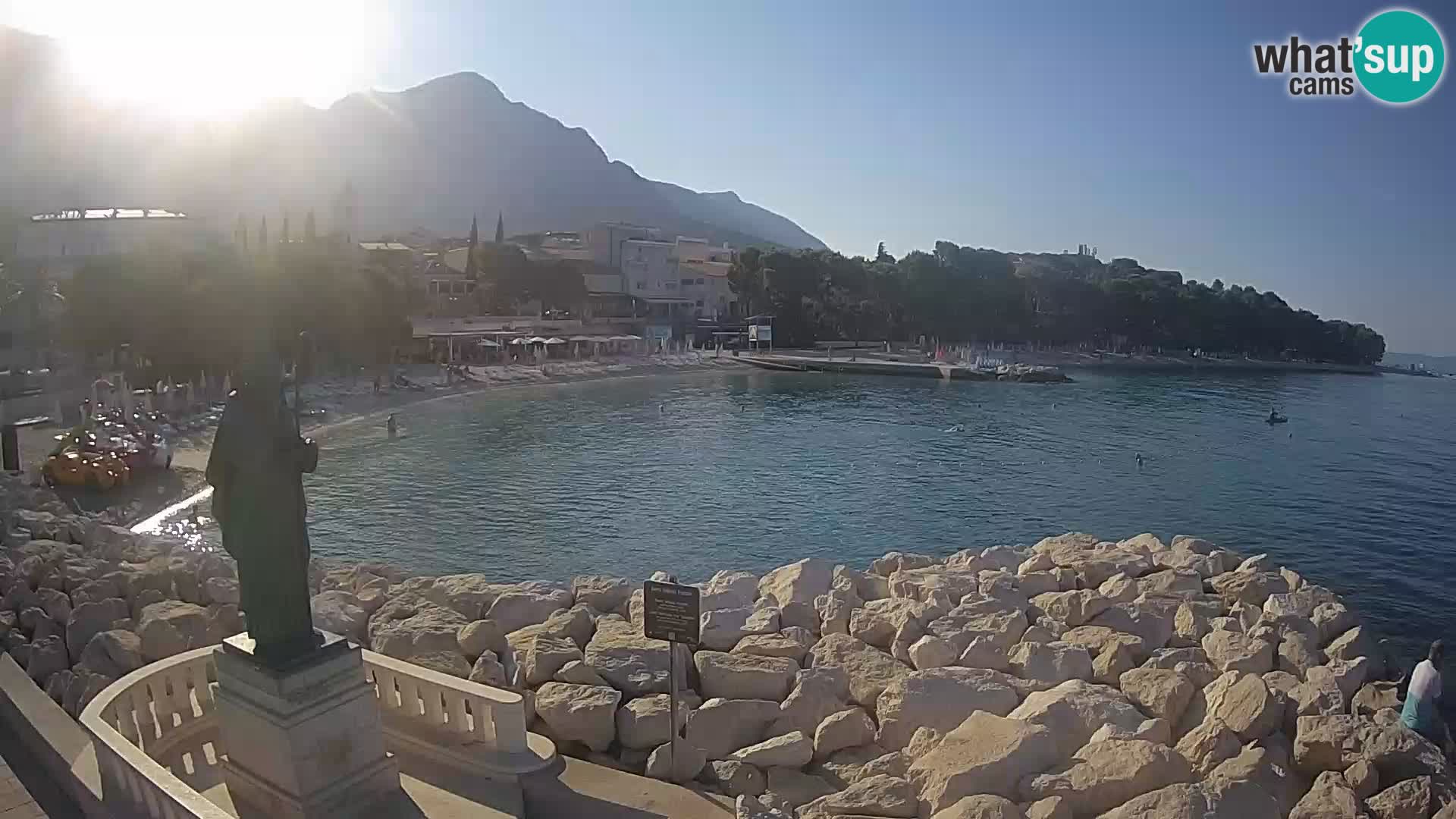 Webcam Baška Voda Croatia | Saint Nikola and beach