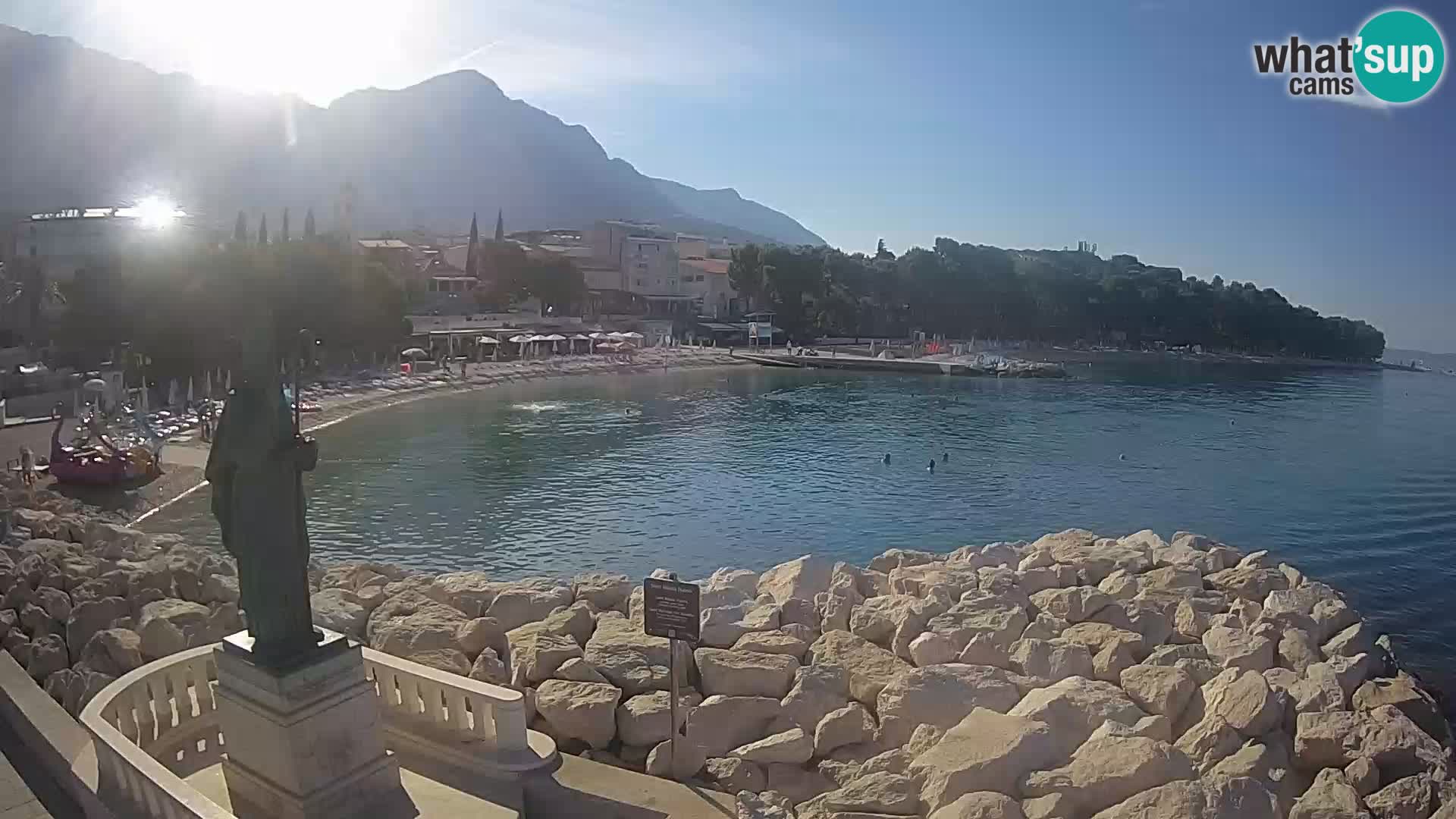 Webcam Baška Voda Croatia | Saint Nikola and beach