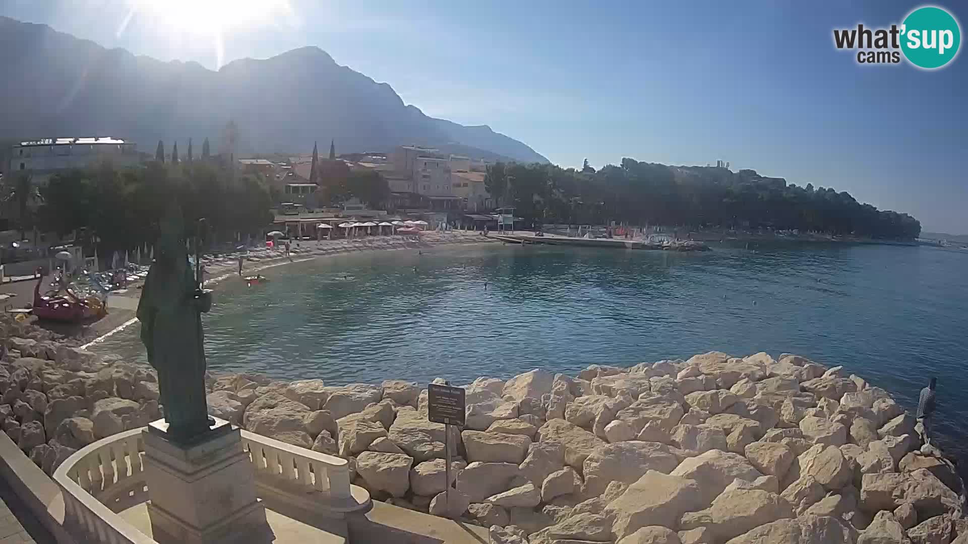 Webcam Baška Voda Croatia | Saint Nikola and beach