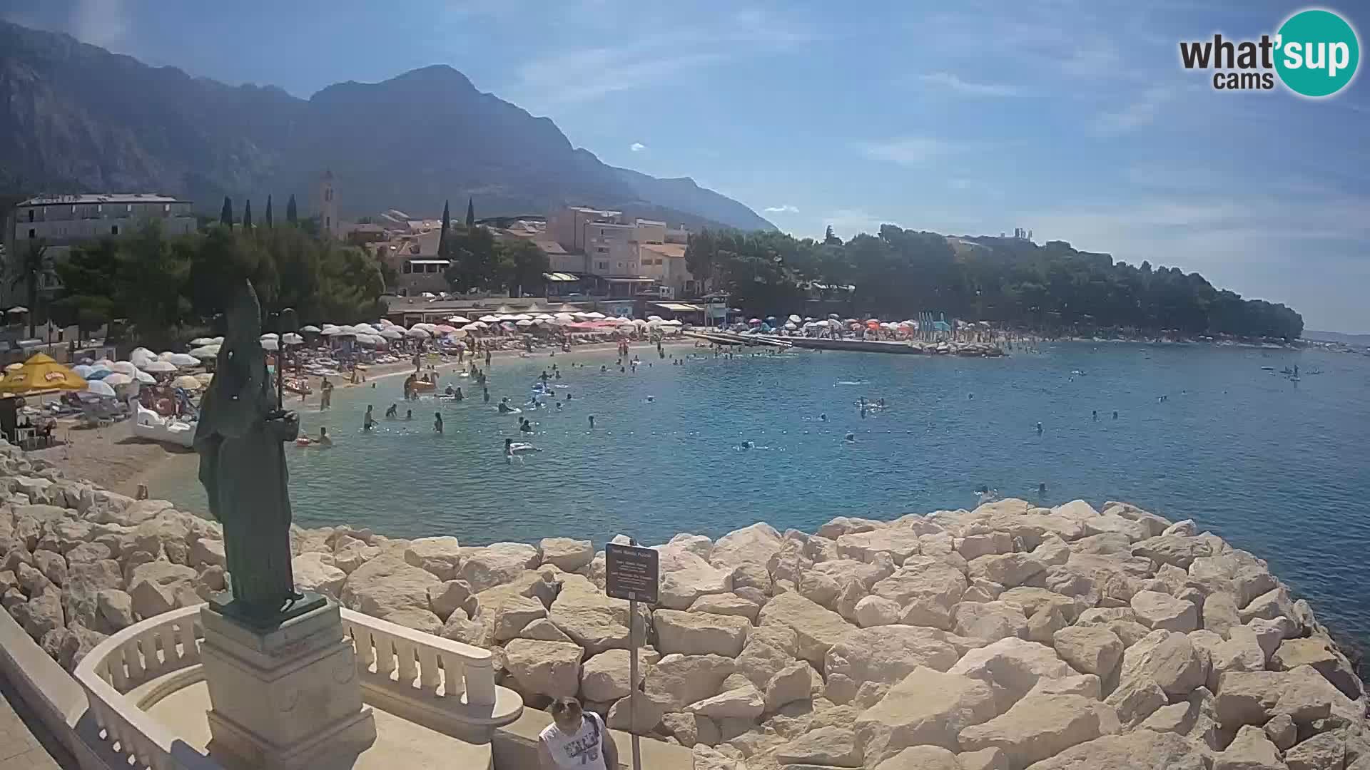 Webcam Baška Voda Croatia | Saint Nikola and beach