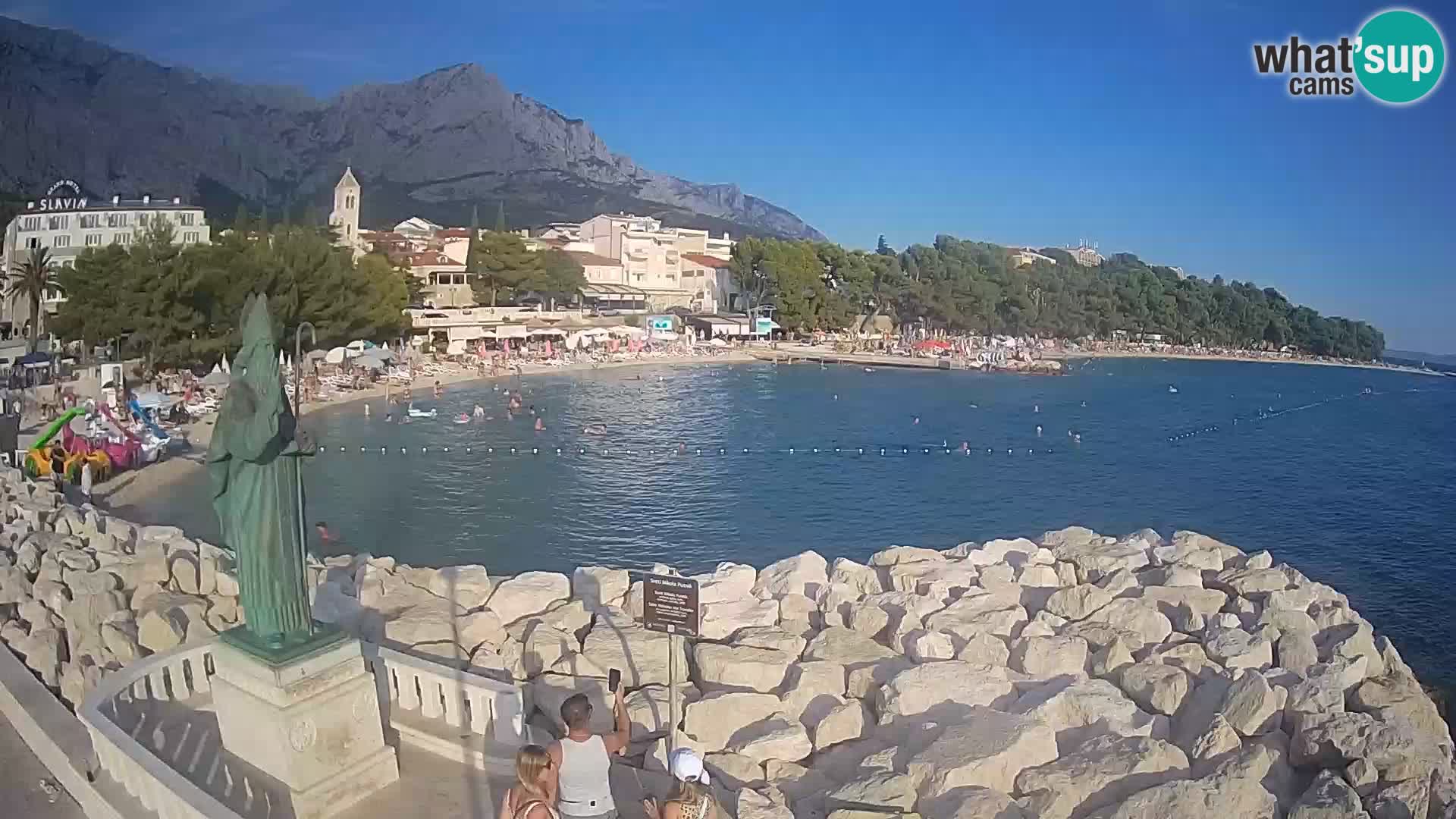 Webcam Baška Voda Croatia | Saint Nikola and beach
