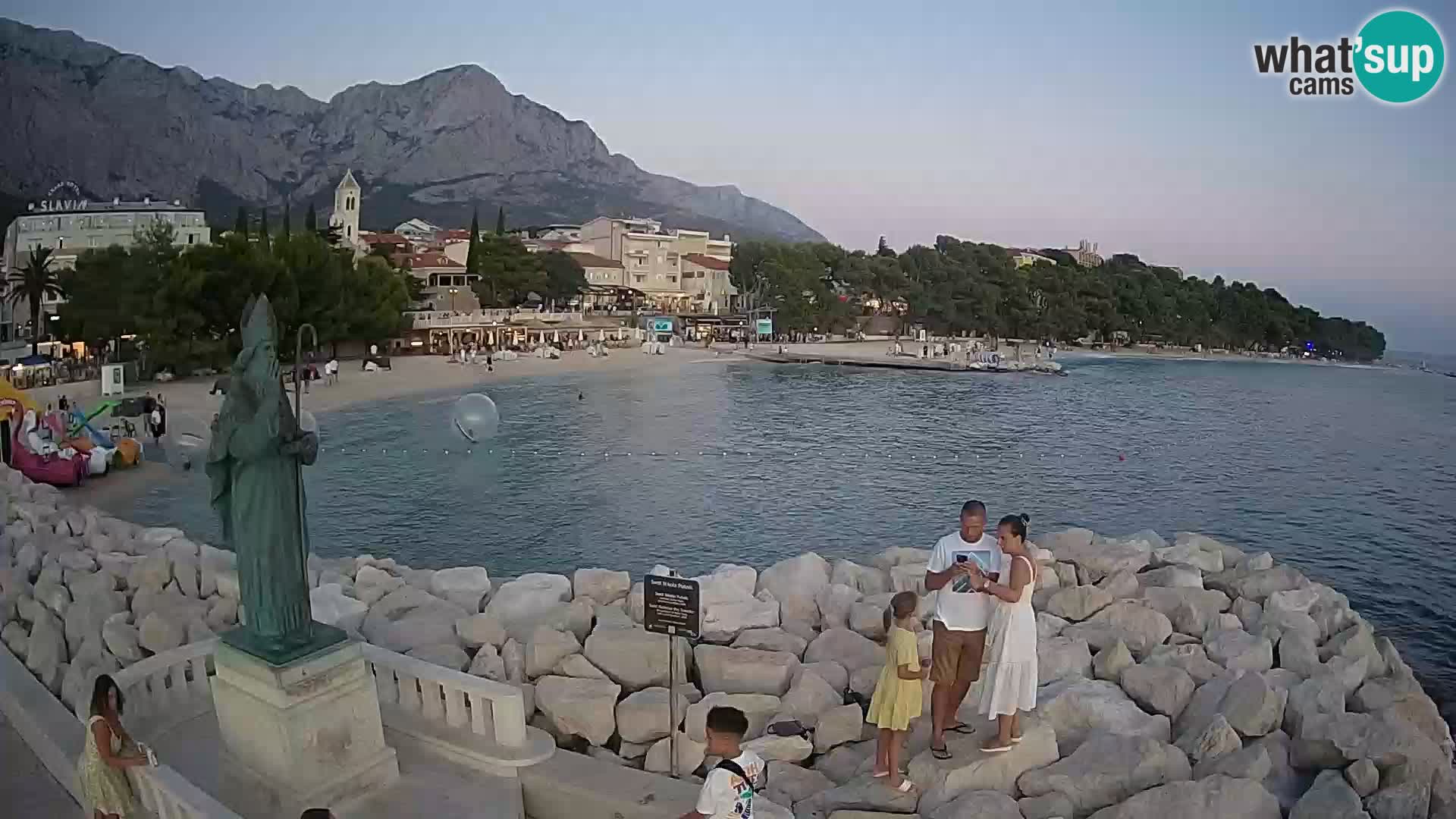 Webcam Baška Voda Croatia | Saint Nikola and beach