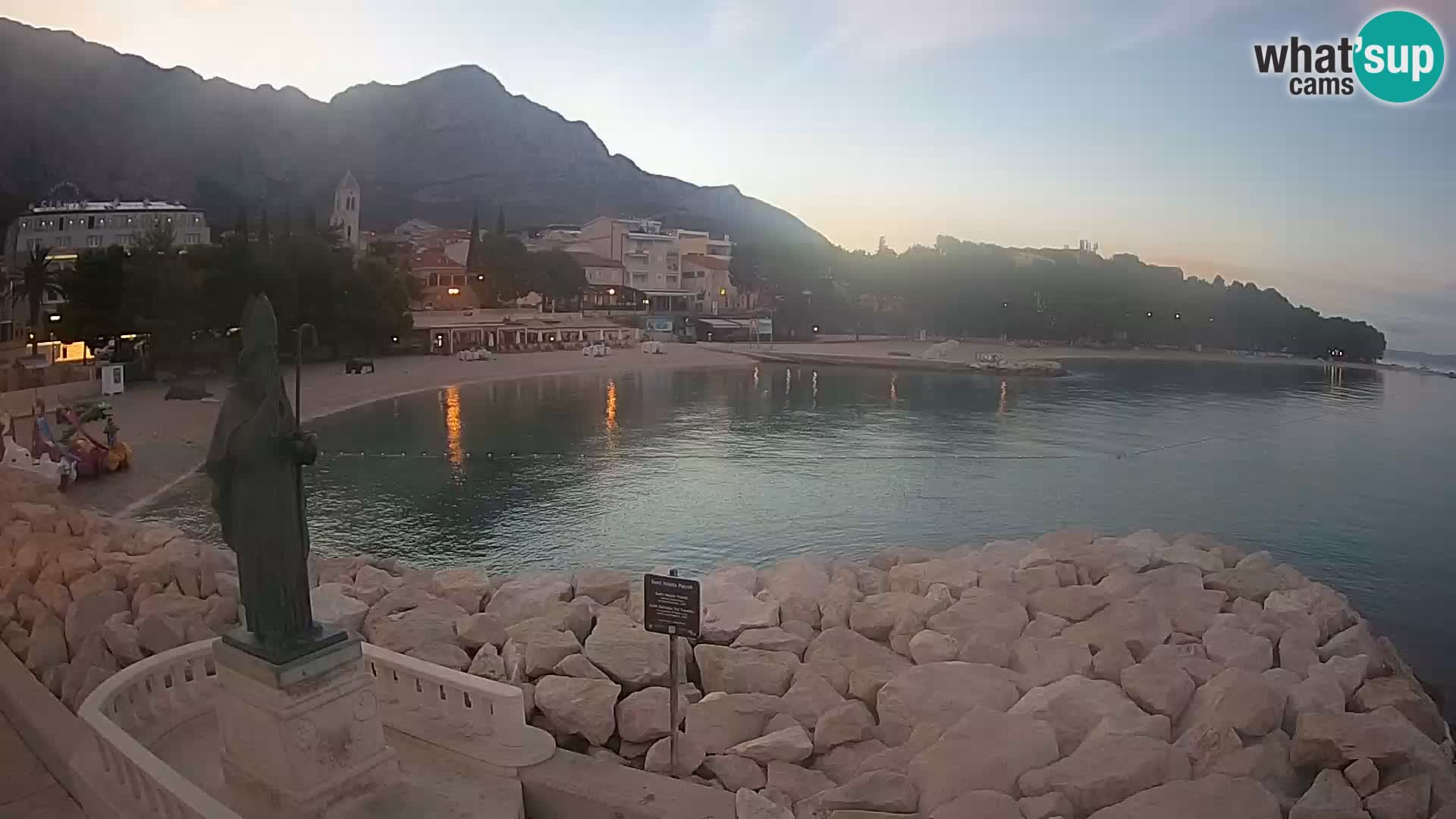 Webcam Baška Voda Croatia | Saint Nikola and beach