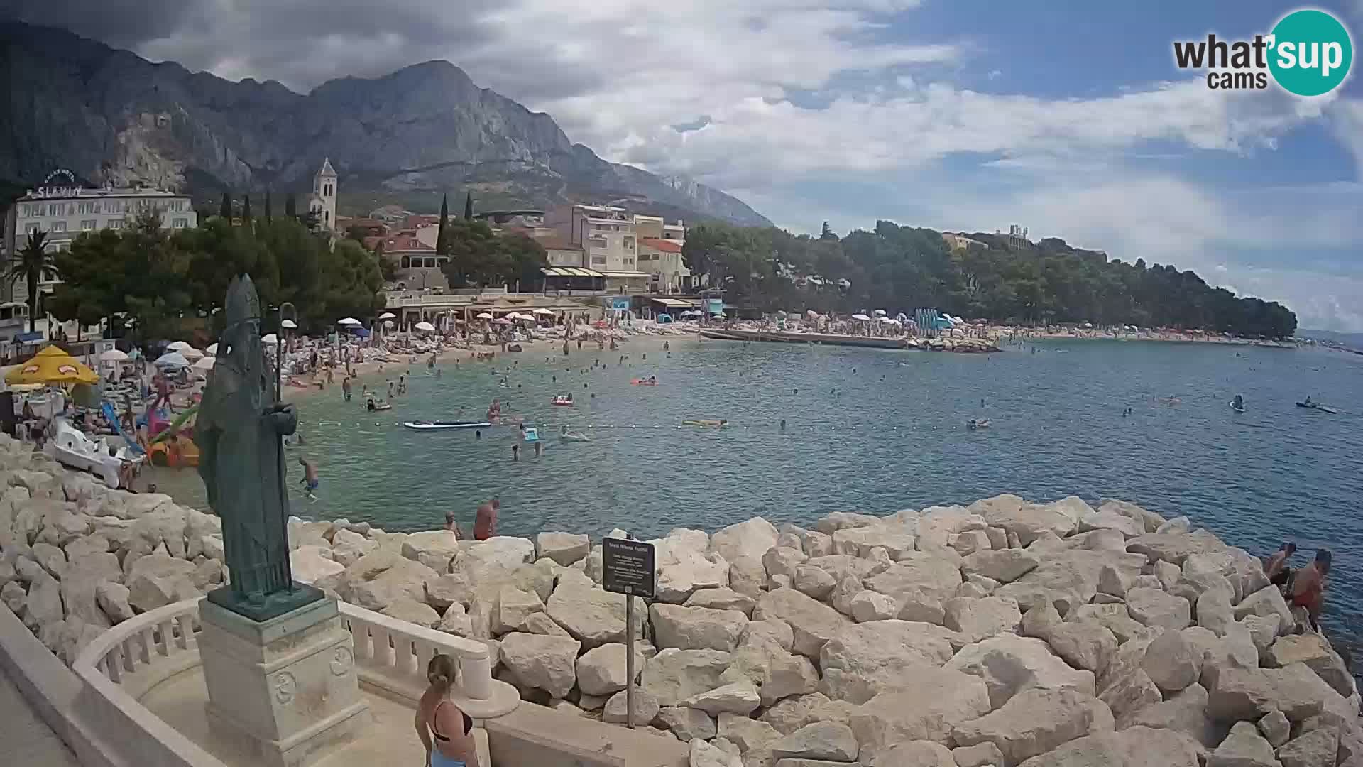 Webcam Baška Voda Croatia | Saint Nikola and beach