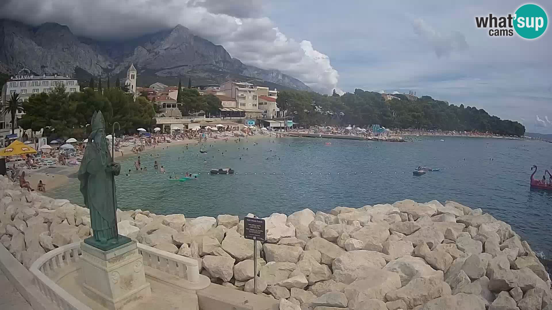 Webcam Baška Voda Croatia | Saint Nikola and beach