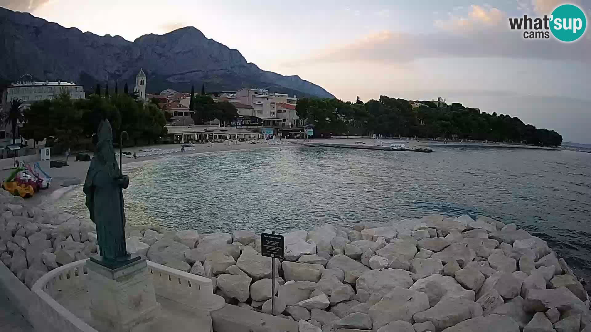 Webcam Baška Voda Croatia | Saint Nikola and beach