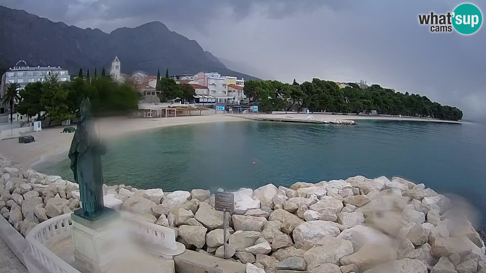 Webcam Baška Voda Croatia | Saint Nikola and beach
