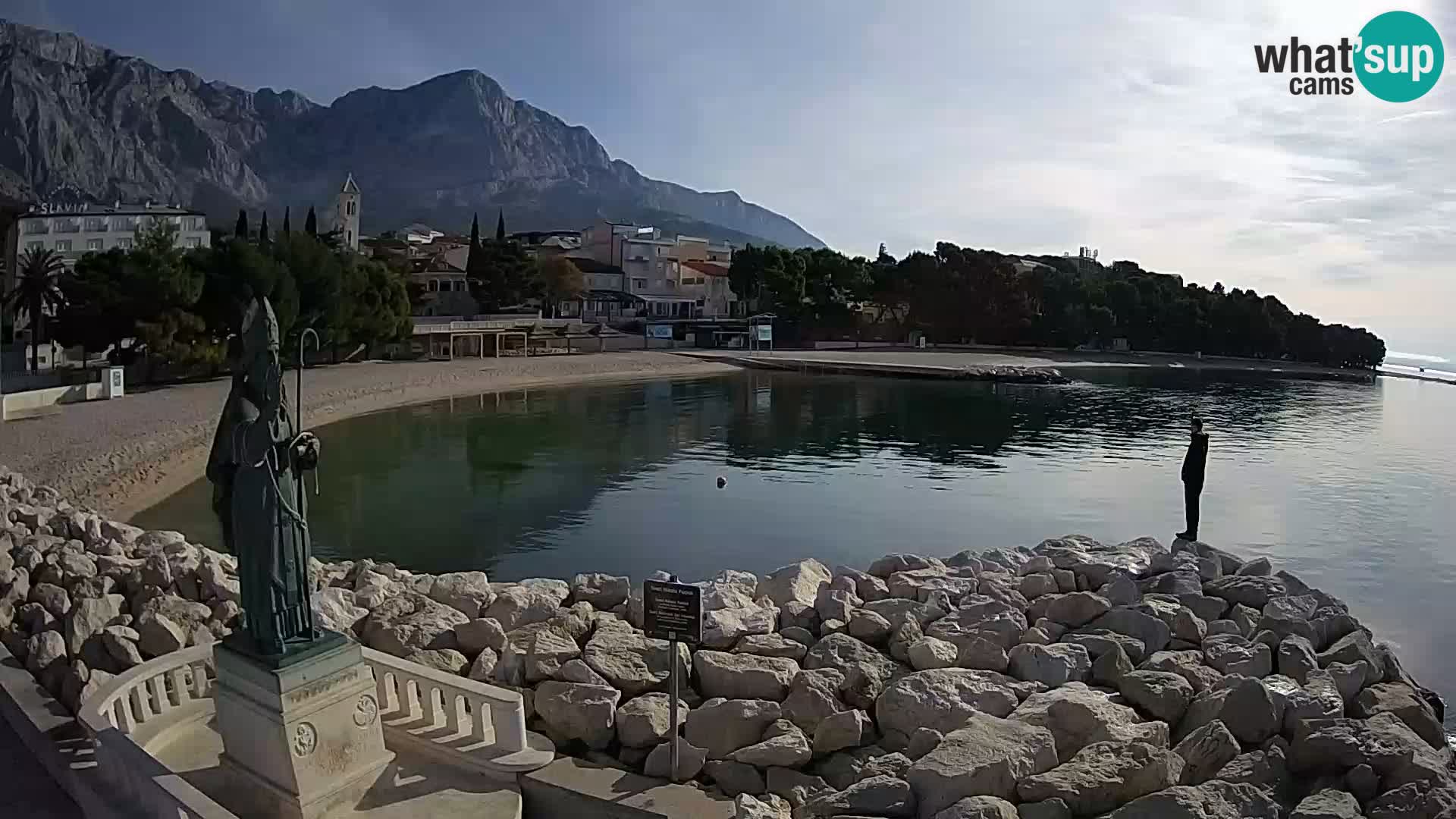 Webcam Baška Voda Croatia | Saint Nikola and beach