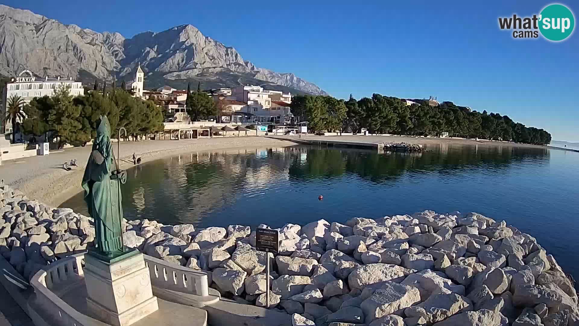 Webcam Baška Voda Croatia | Saint Nikola and beach