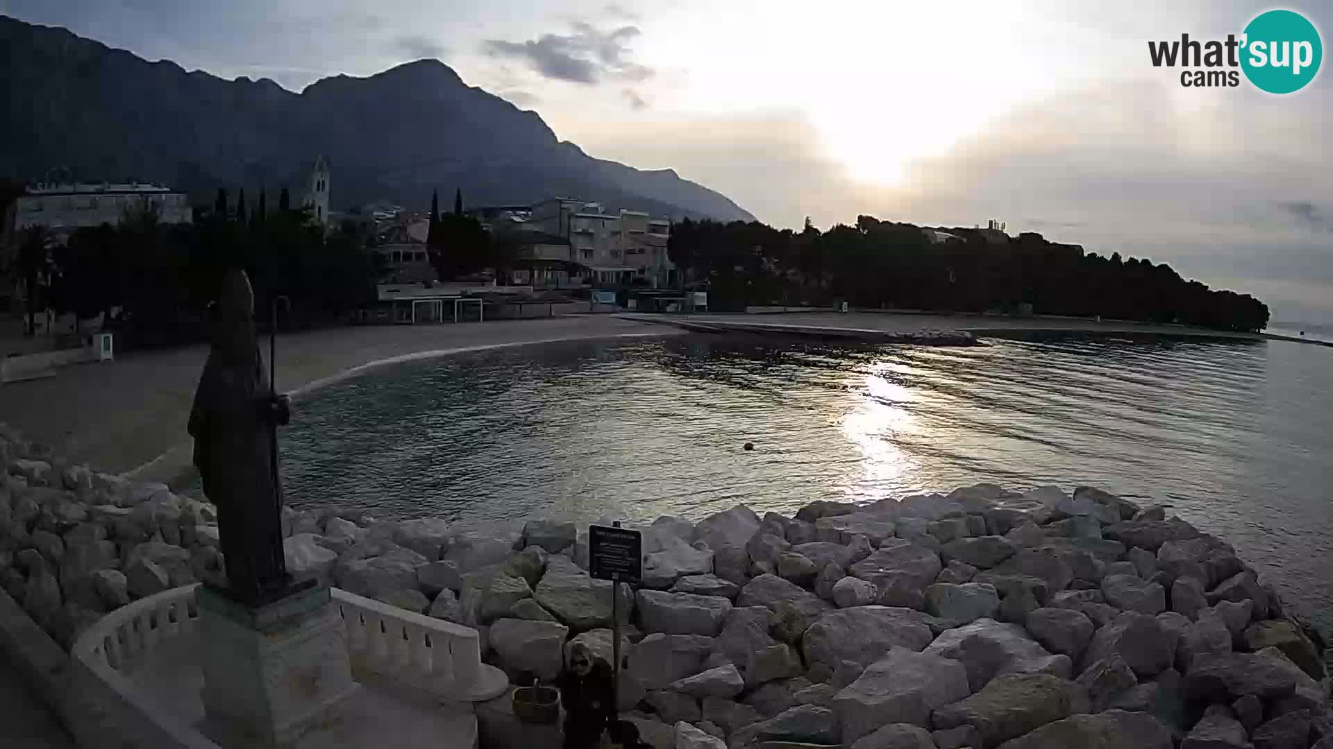 Webcam Baška Voda Croatia | Saint Nikola and beach