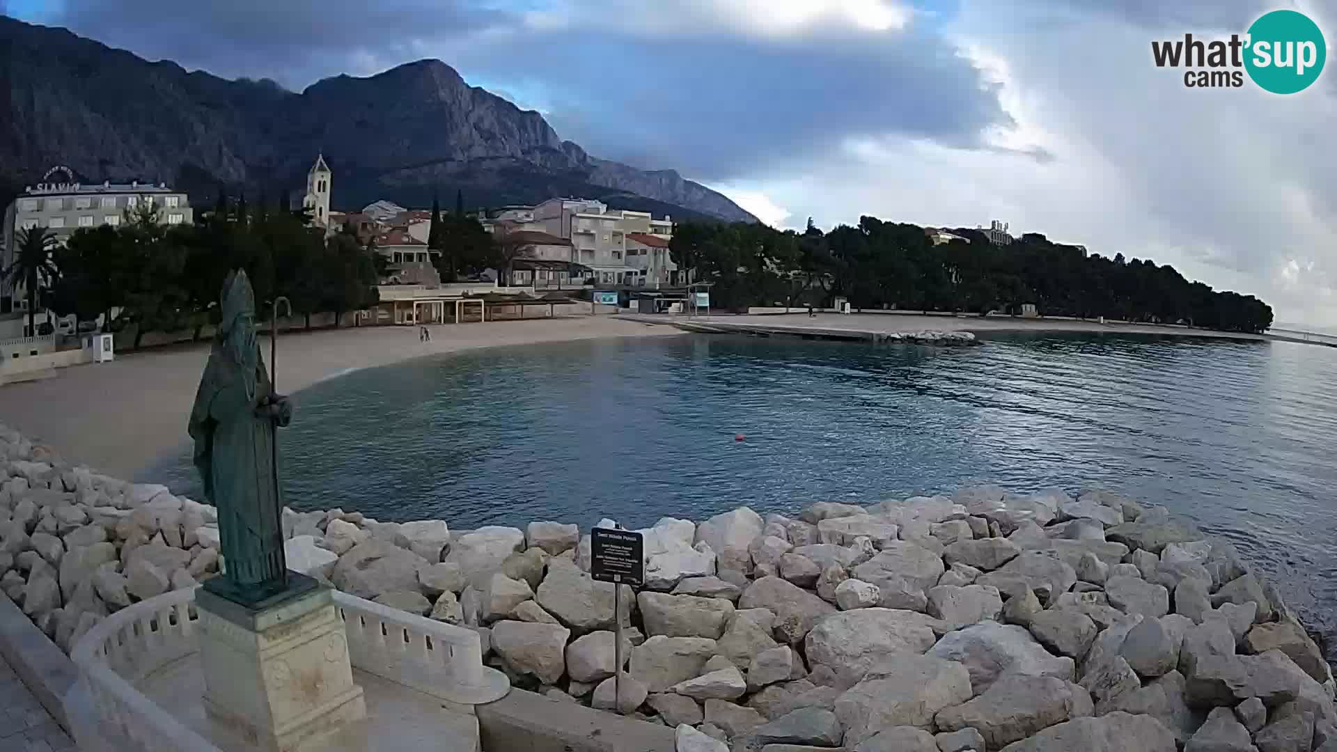 Webcam Baška Voda Croatia | Saint Nikola and beach