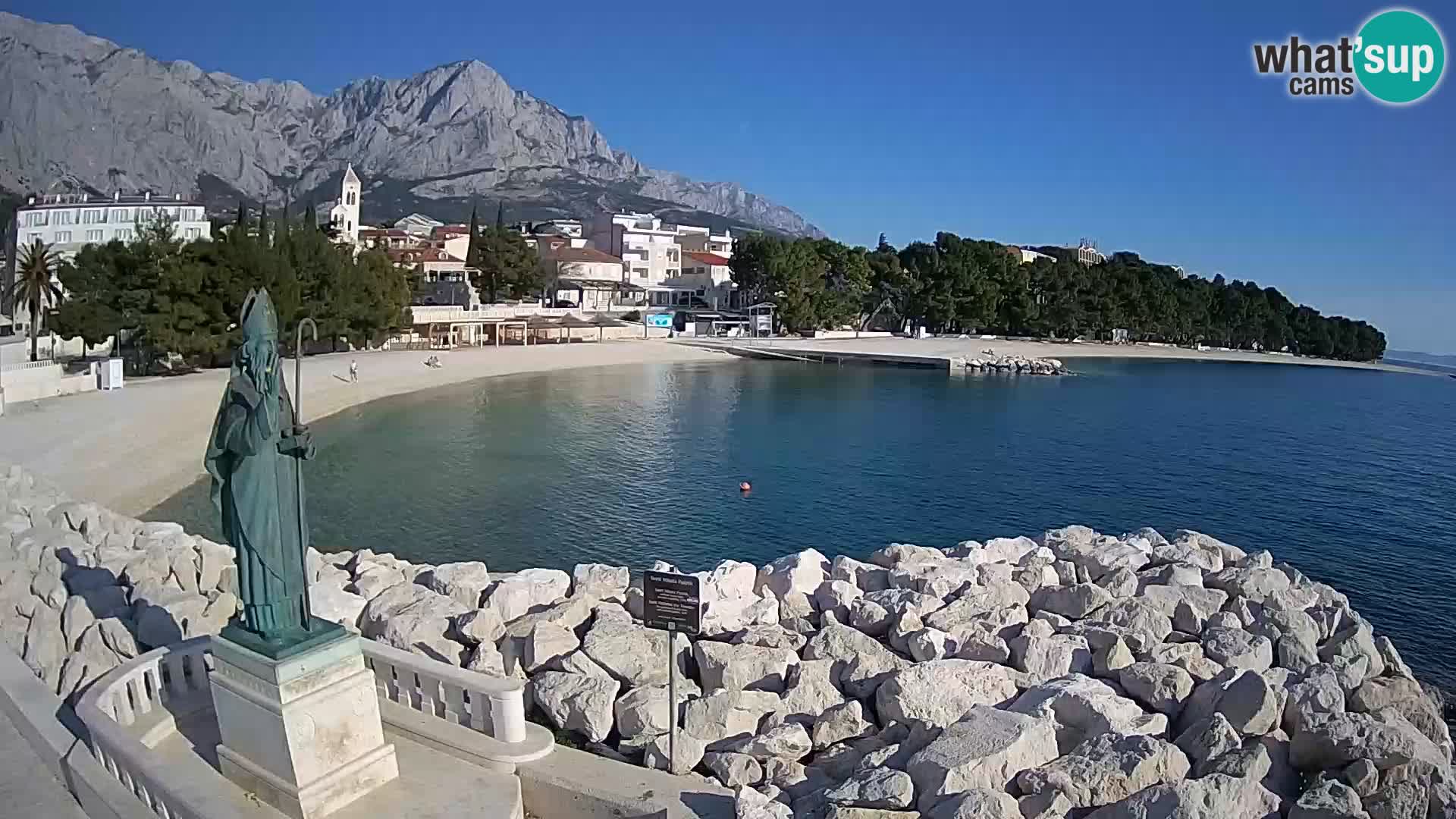 Webcam Baška Voda Croatia | Saint Nikola and beach