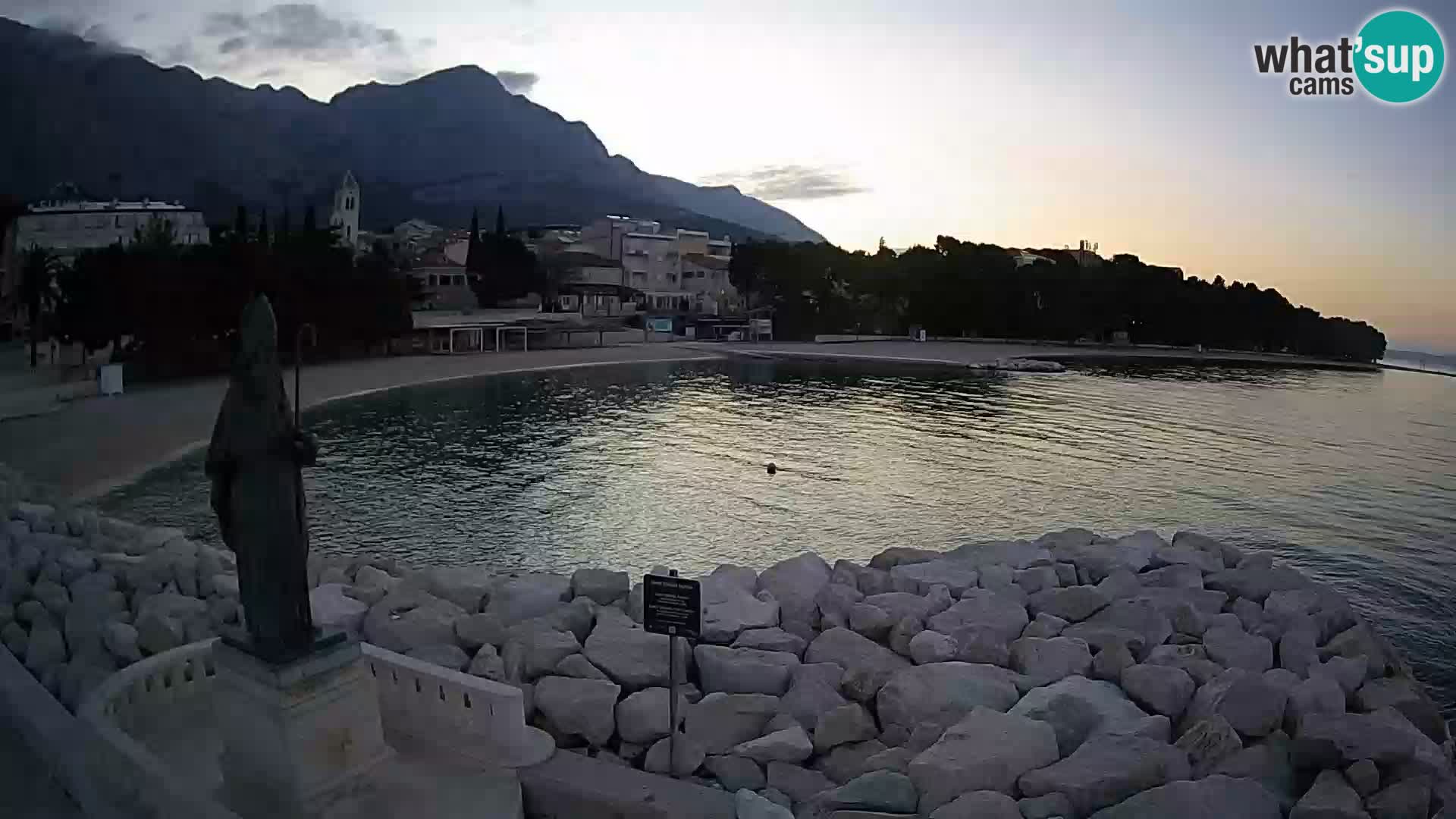 Webcam Baška Voda Croatia | Saint Nikola and beach