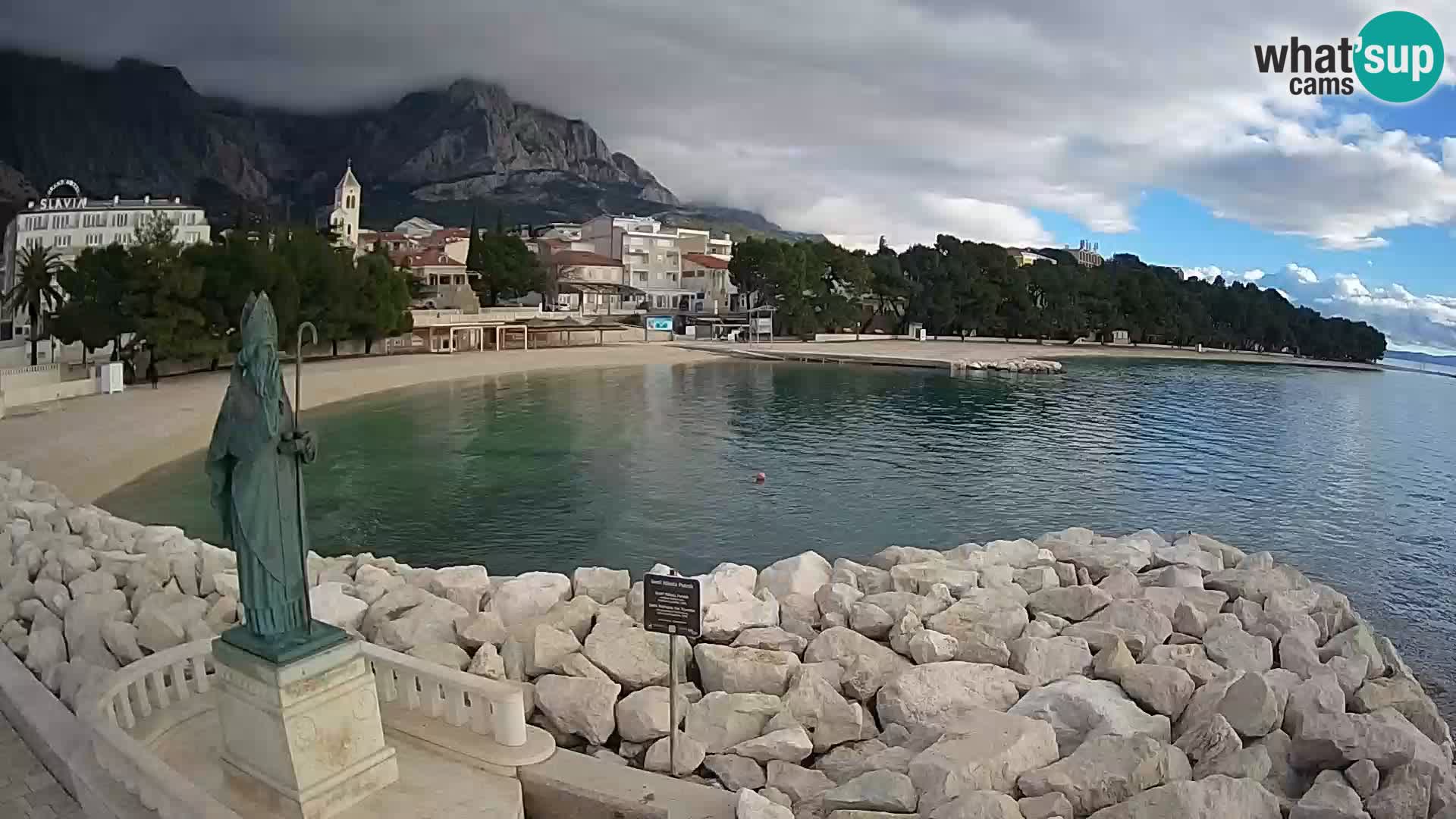 Spletna kamera Baška Voda – Sv. Nikola in plaža