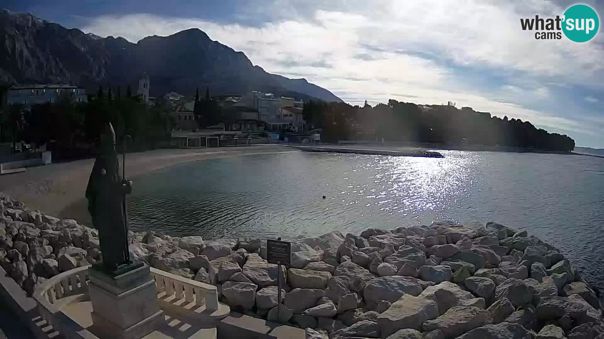 Webcam Baška Voda Croatia | Saint Nikola and beach