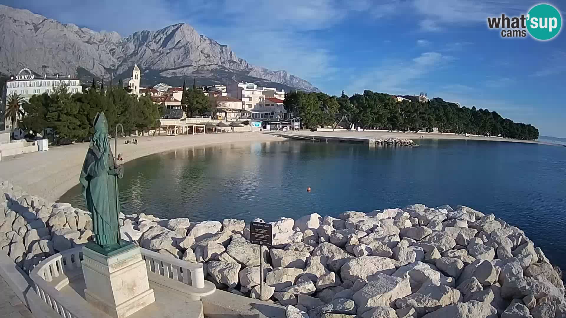 Webcam Baška Voda Croatia | Saint Nikola and beach