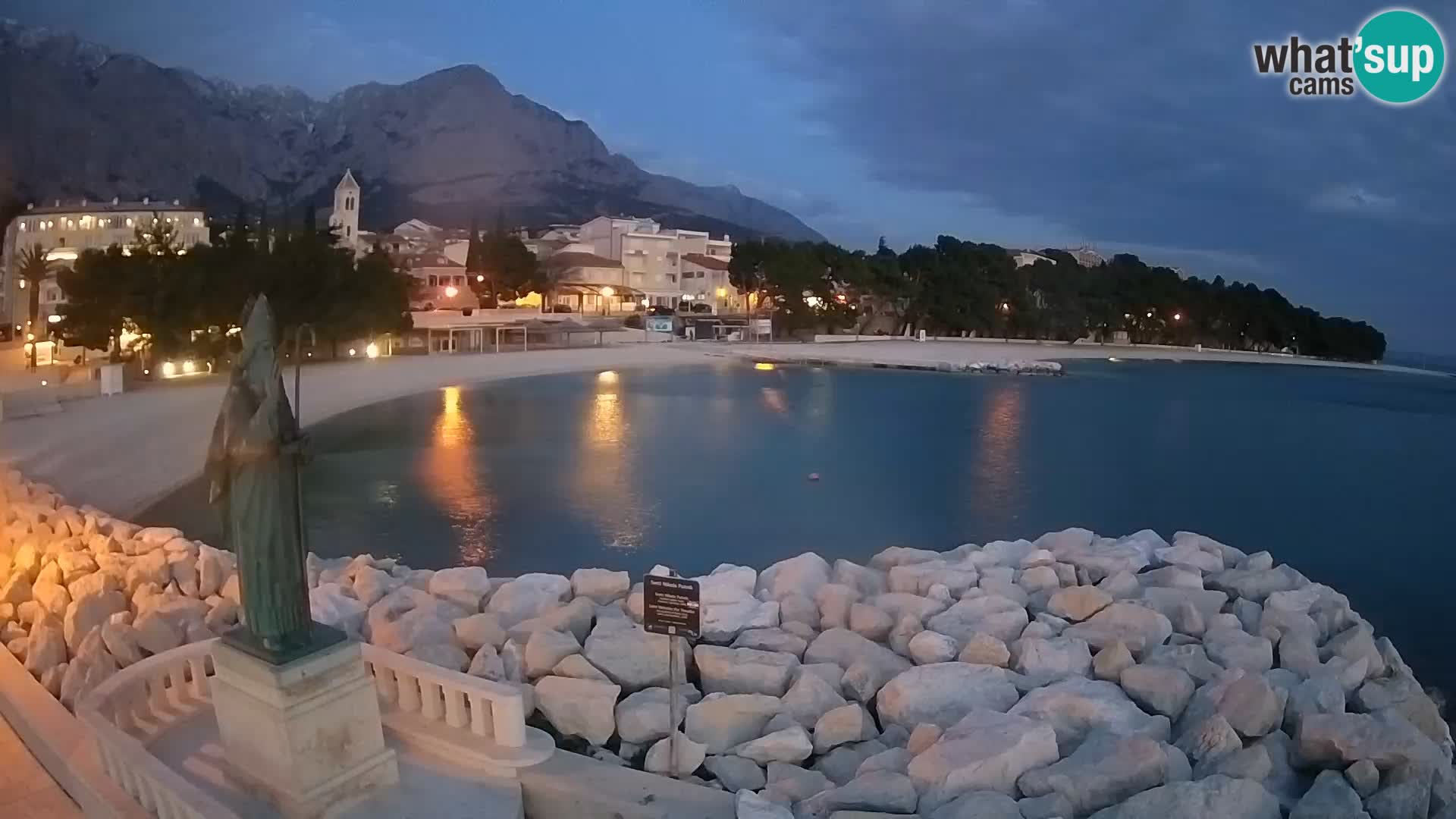 Spletna kamera Baška Voda – Sv. Nikola in plaža