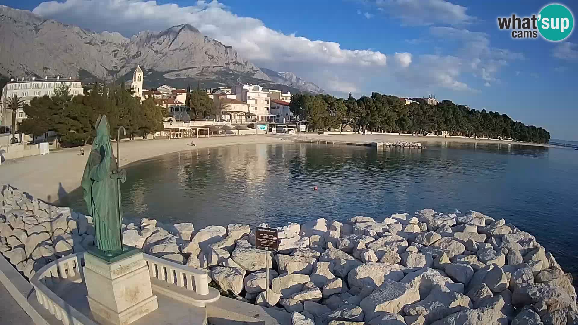 Webcam Baška Voda Croatia | Saint Nikola and beach