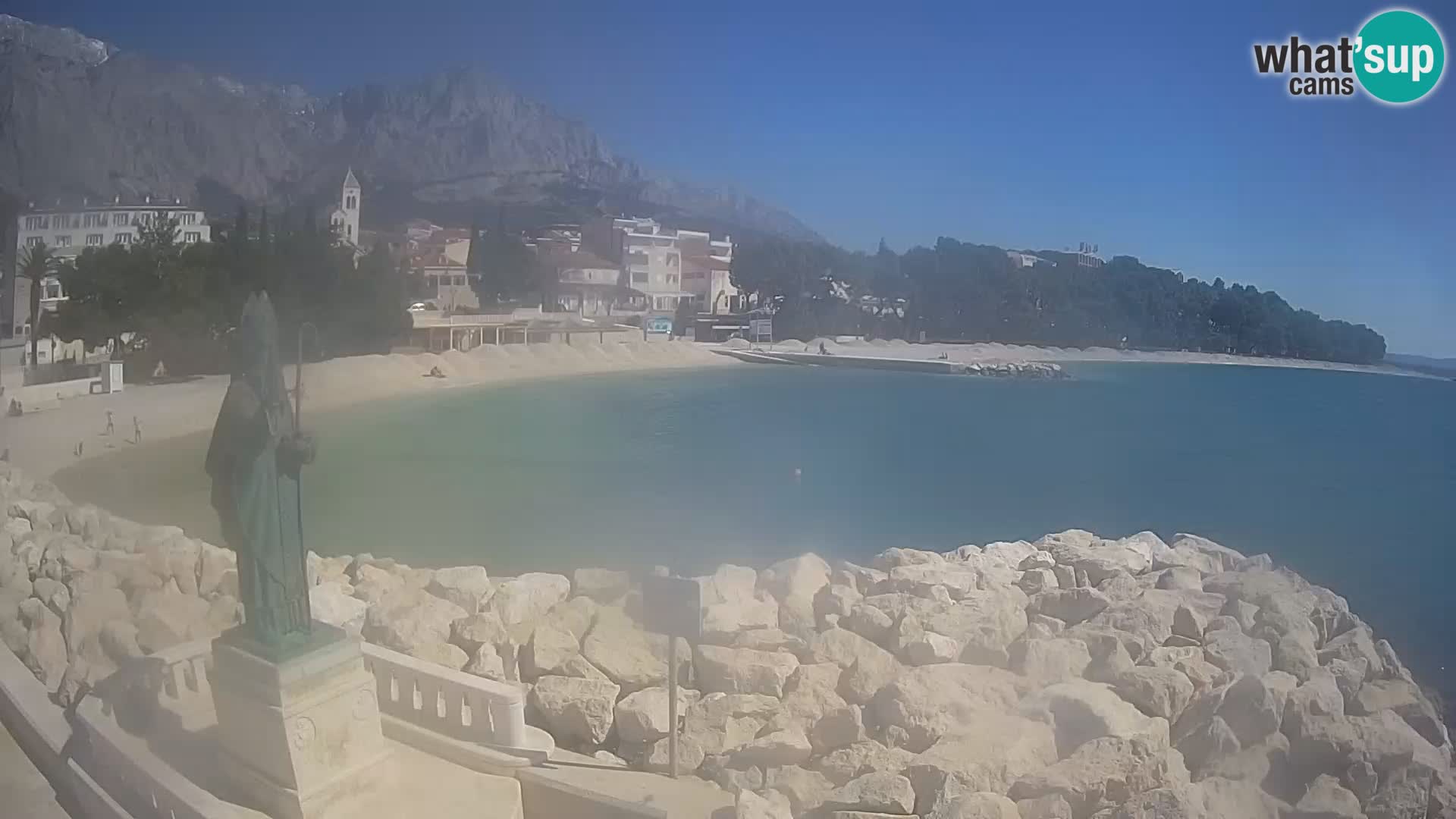 Webcam Baška Voda Croatia | Saint Nikola and beach