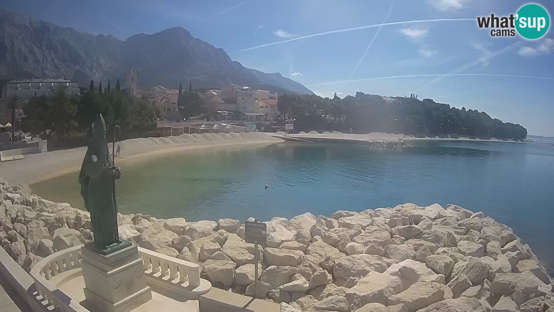 Webcam Baška Voda Croatia | Saint Nikola and beach