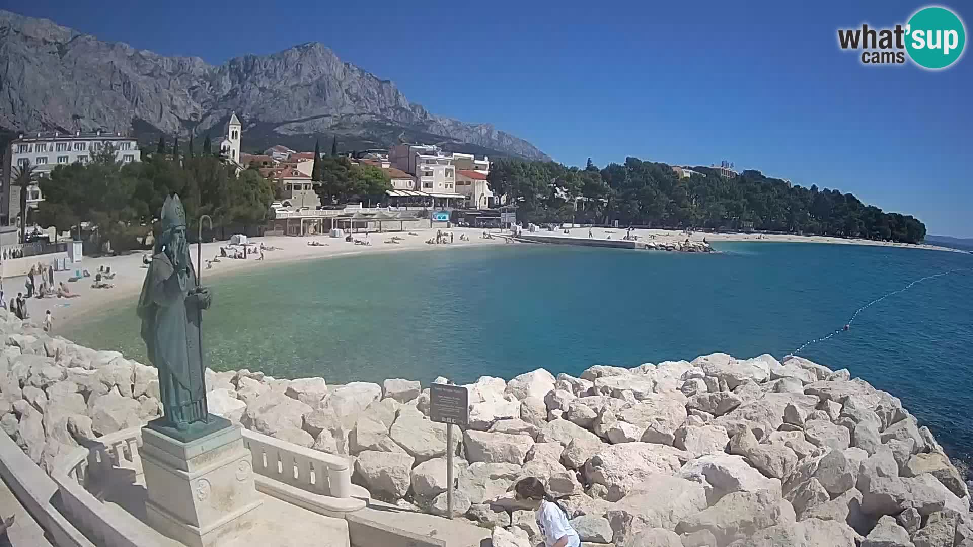 Webcam Baška Voda Croatia | Saint Nikola and beach