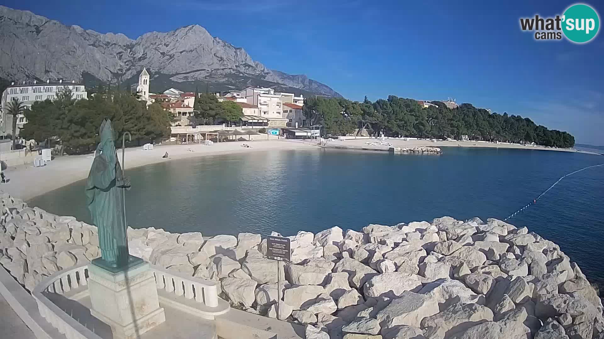 Spletna kamera Baška Voda – Sv. Nikola in plaža