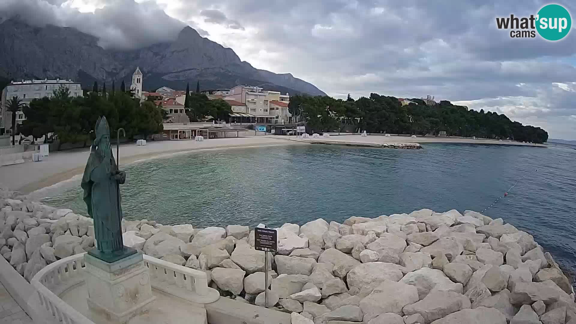 Spletna kamera Baška Voda – Sv. Nikola in plaža