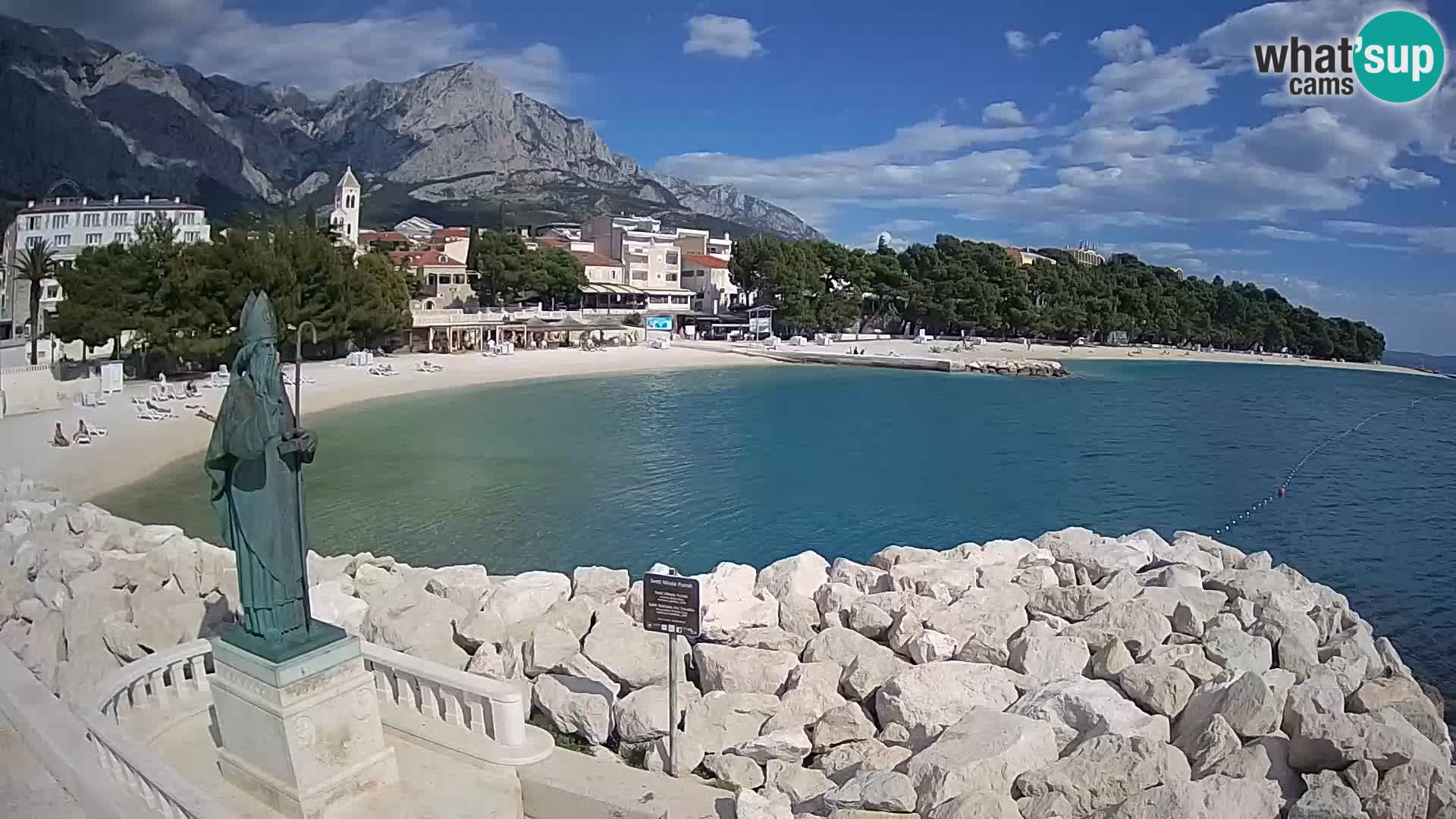 Webcam Baška Voda Croatia | Saint Nikola and beach