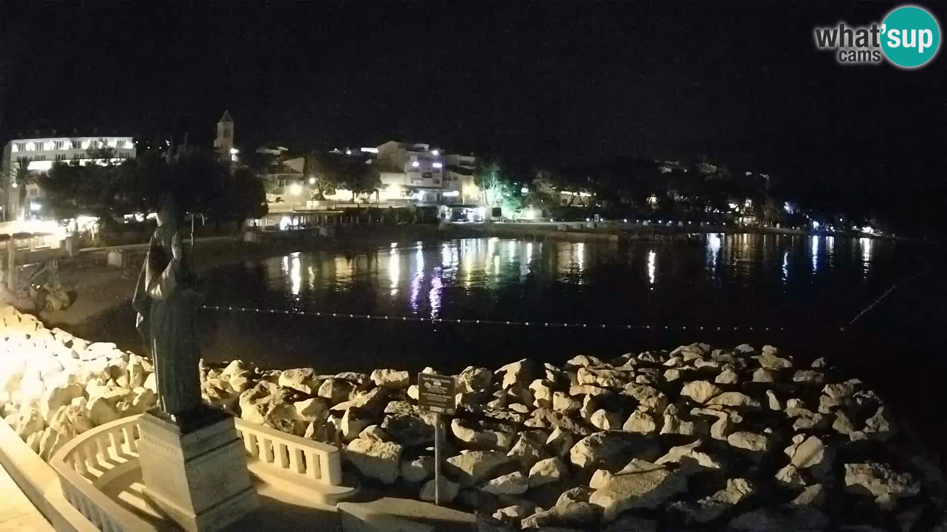 Webcam Baška Voda Croatia | Saint Nikola and beach