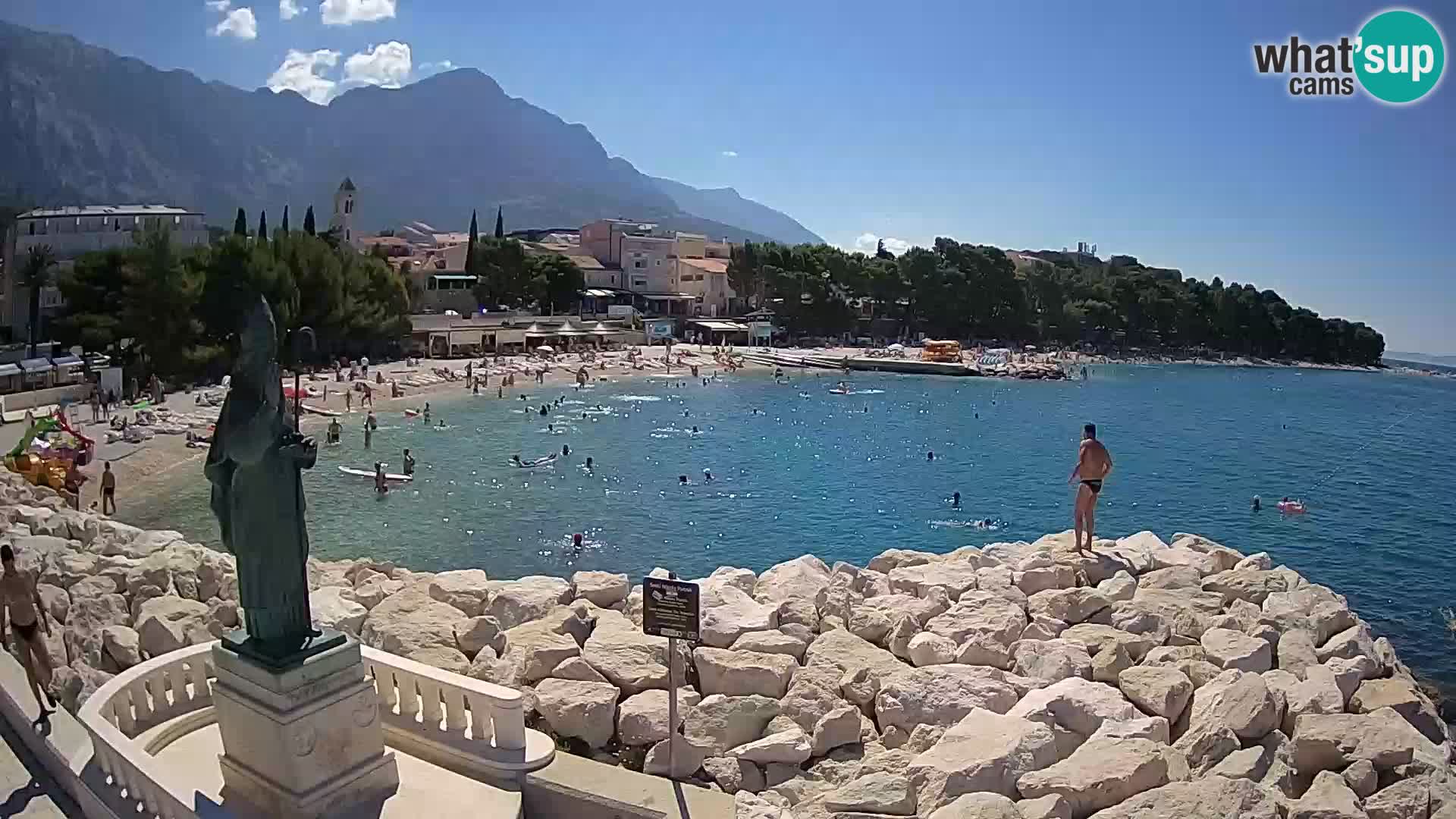 Webcam Baška Voda Croatia | Saint Nikola and beach