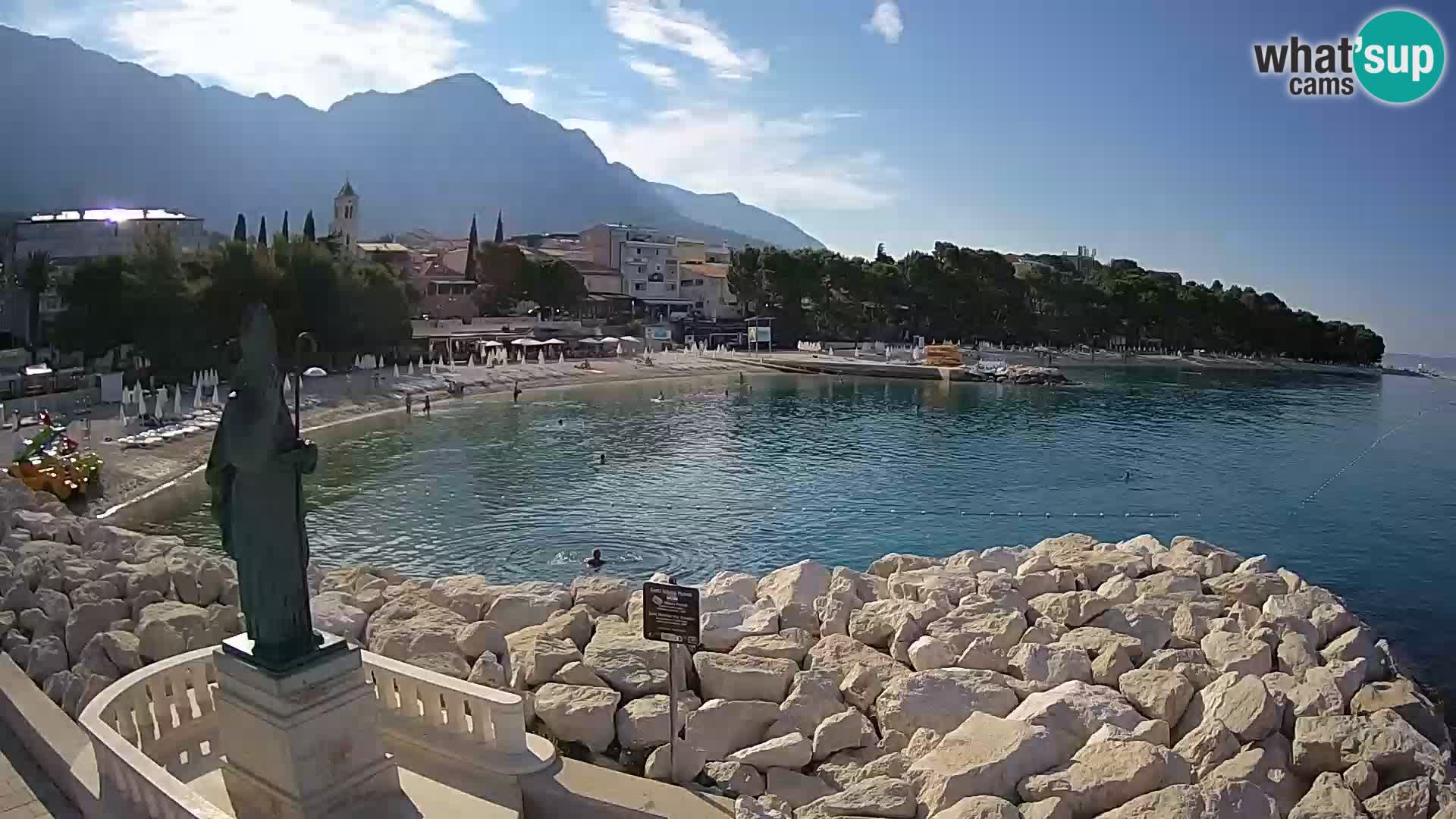 Webcam Baška Voda Croatia | Saint Nikola and beach