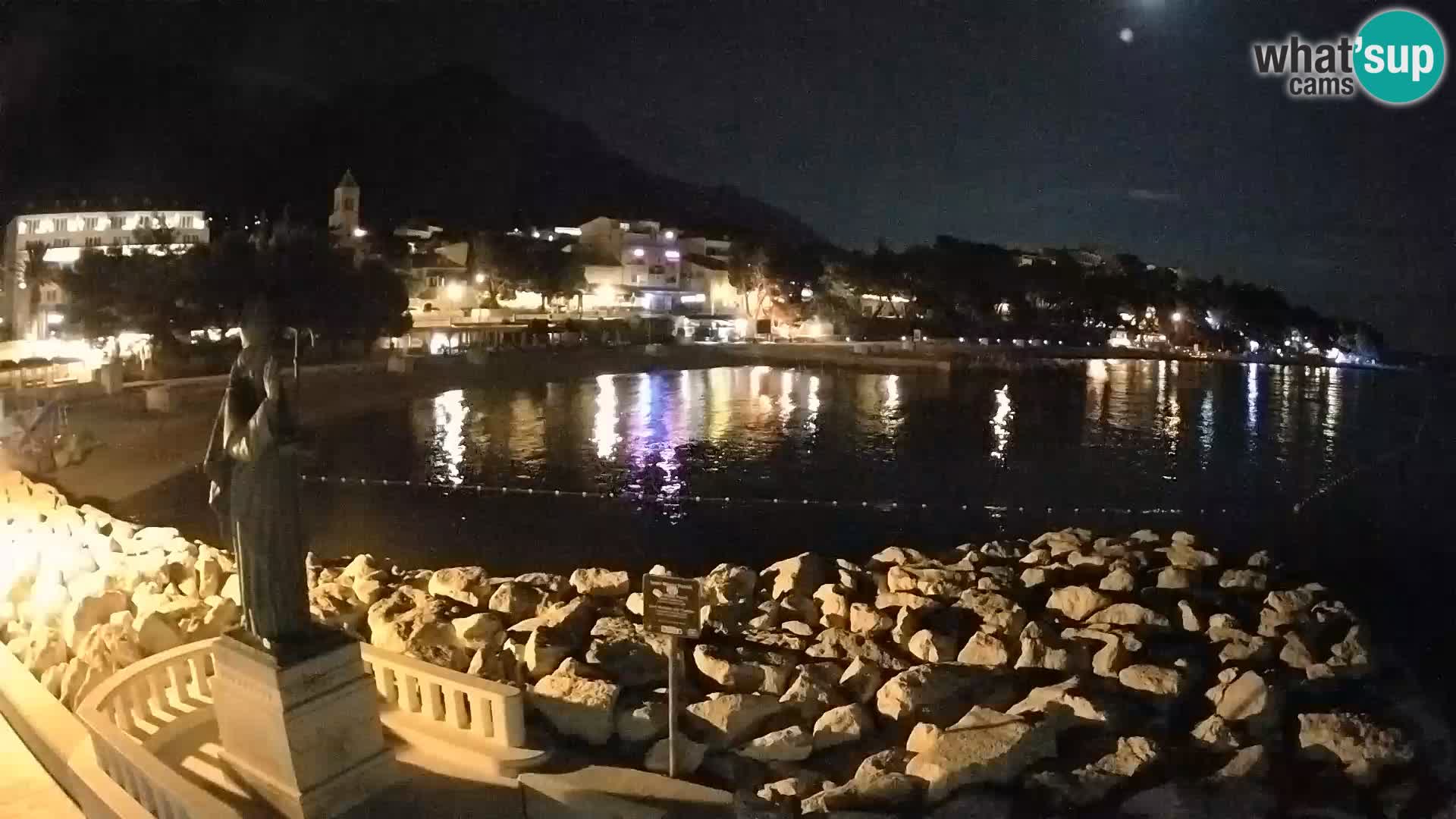 Webcam Baška Voda Croatia | Saint Nikola and beach