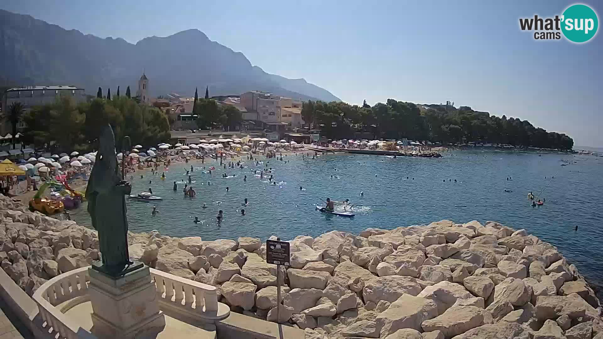 Webcam Baška Voda Croatia | Saint Nikola and beach