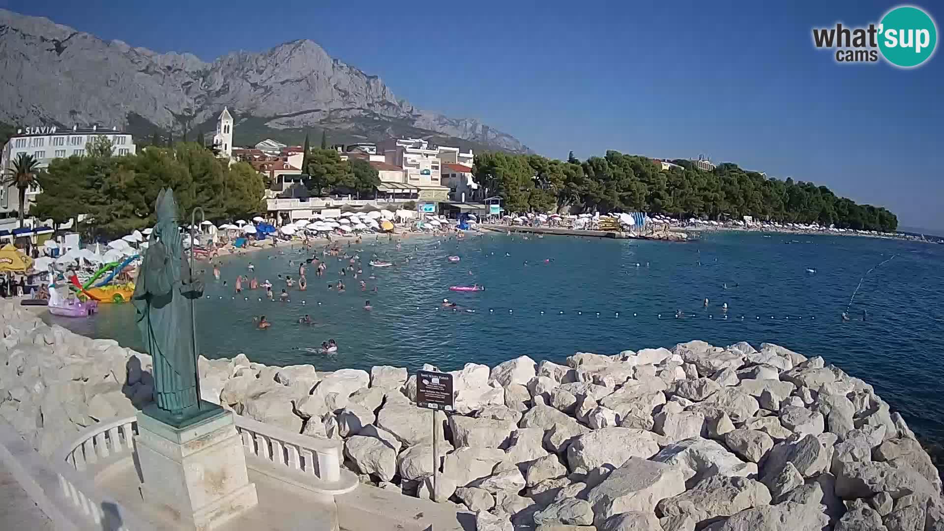 Webcam Baška Voda Croatia | Saint Nikola and beach