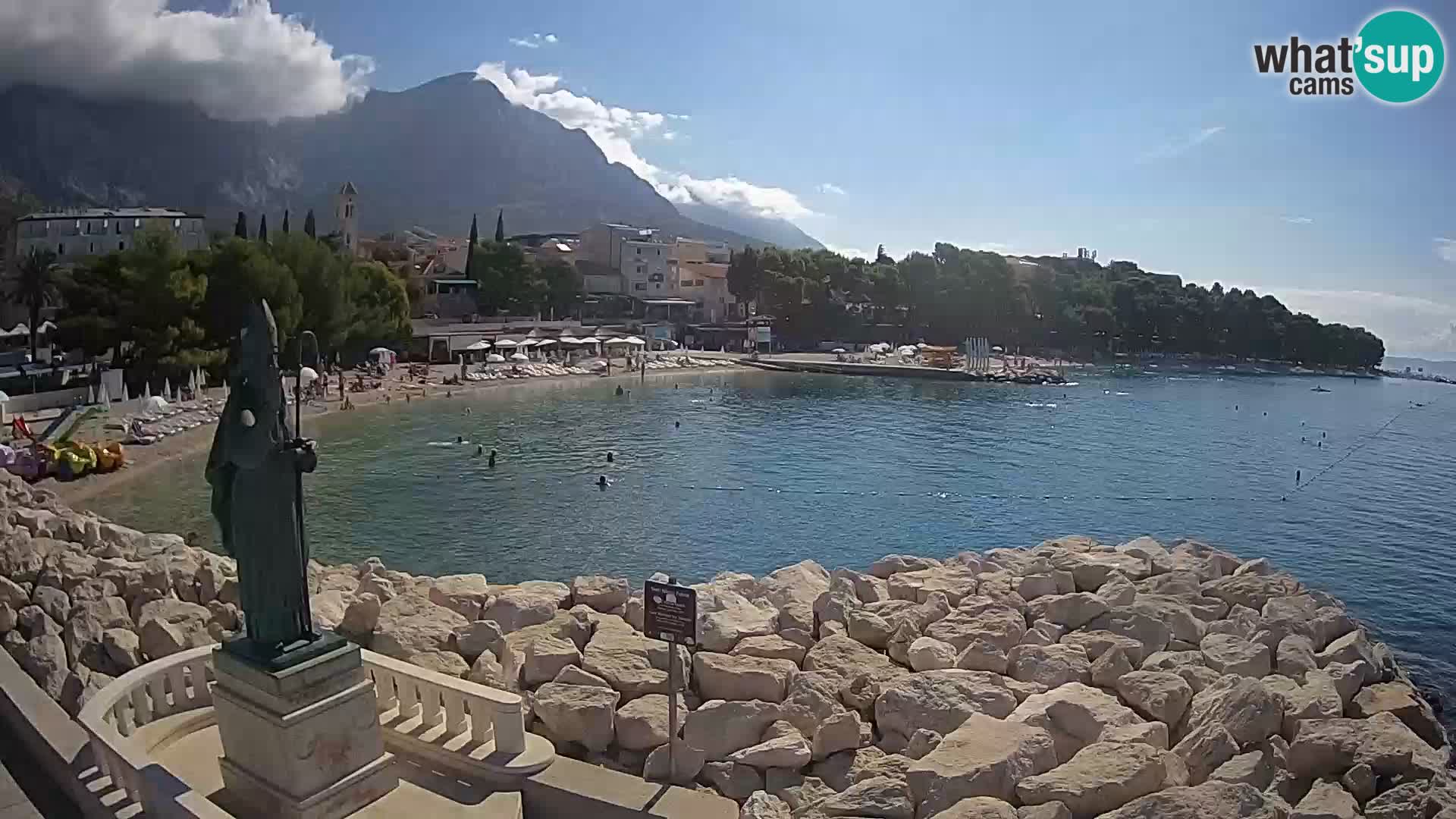 Webcam Baška Voda Croatia | Saint Nikola and beach