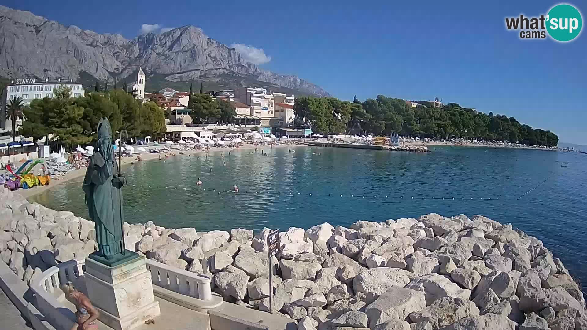 Webcam Baška Voda Croatia | Saint Nikola and beach