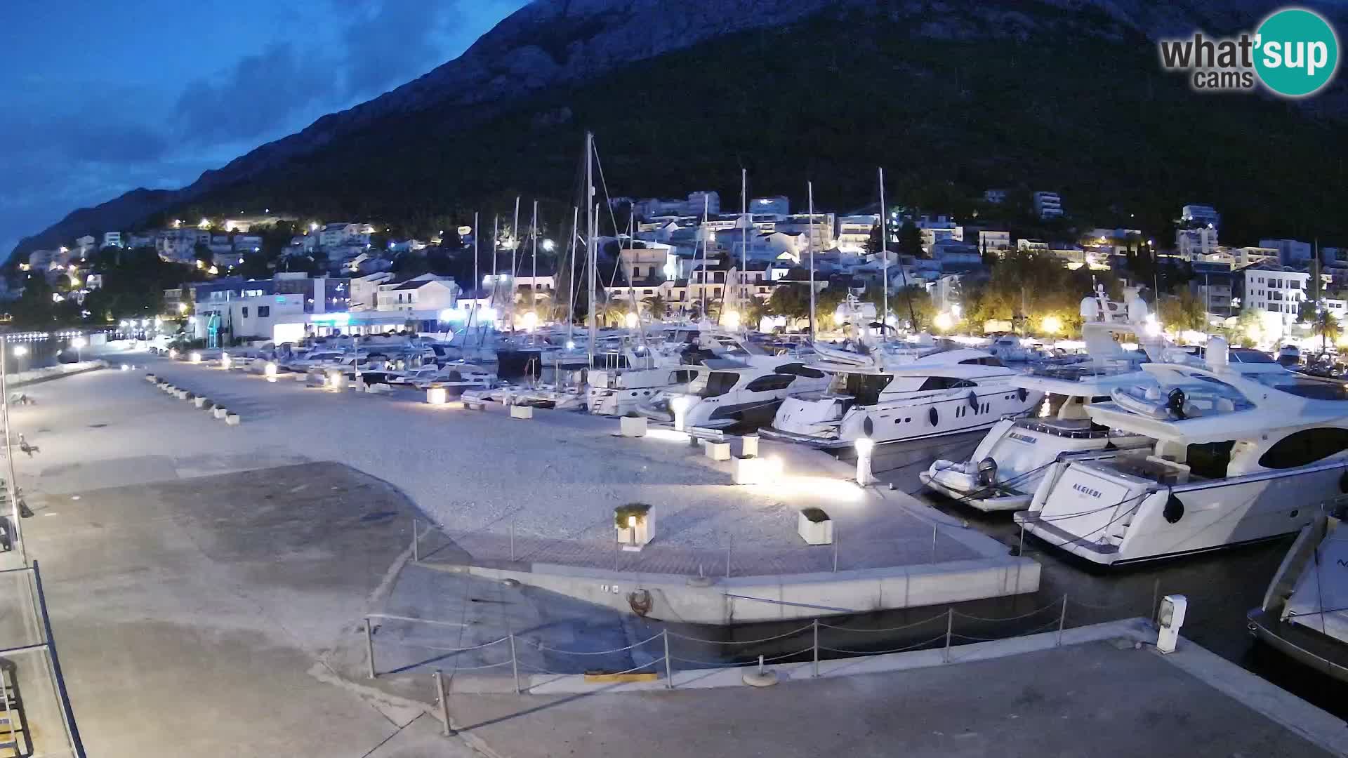 Vue du port de plaisance de la ville et la montagne Biokovo