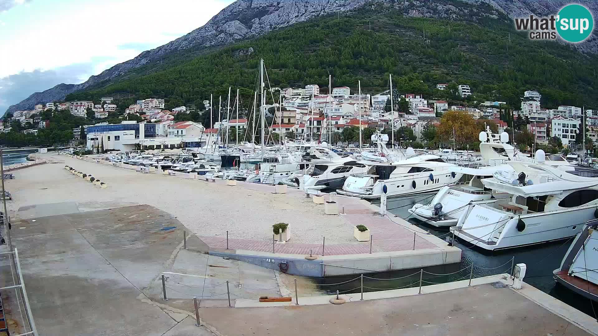 Vue du port de plaisance de la ville et la montagne Biokovo