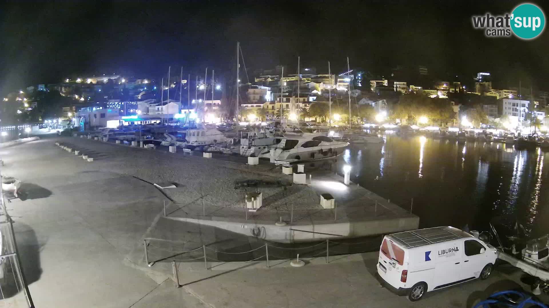 Webcam Basca Voda –  Vista desde el puerto deportivo de la ciudad y la montaña Biokovo