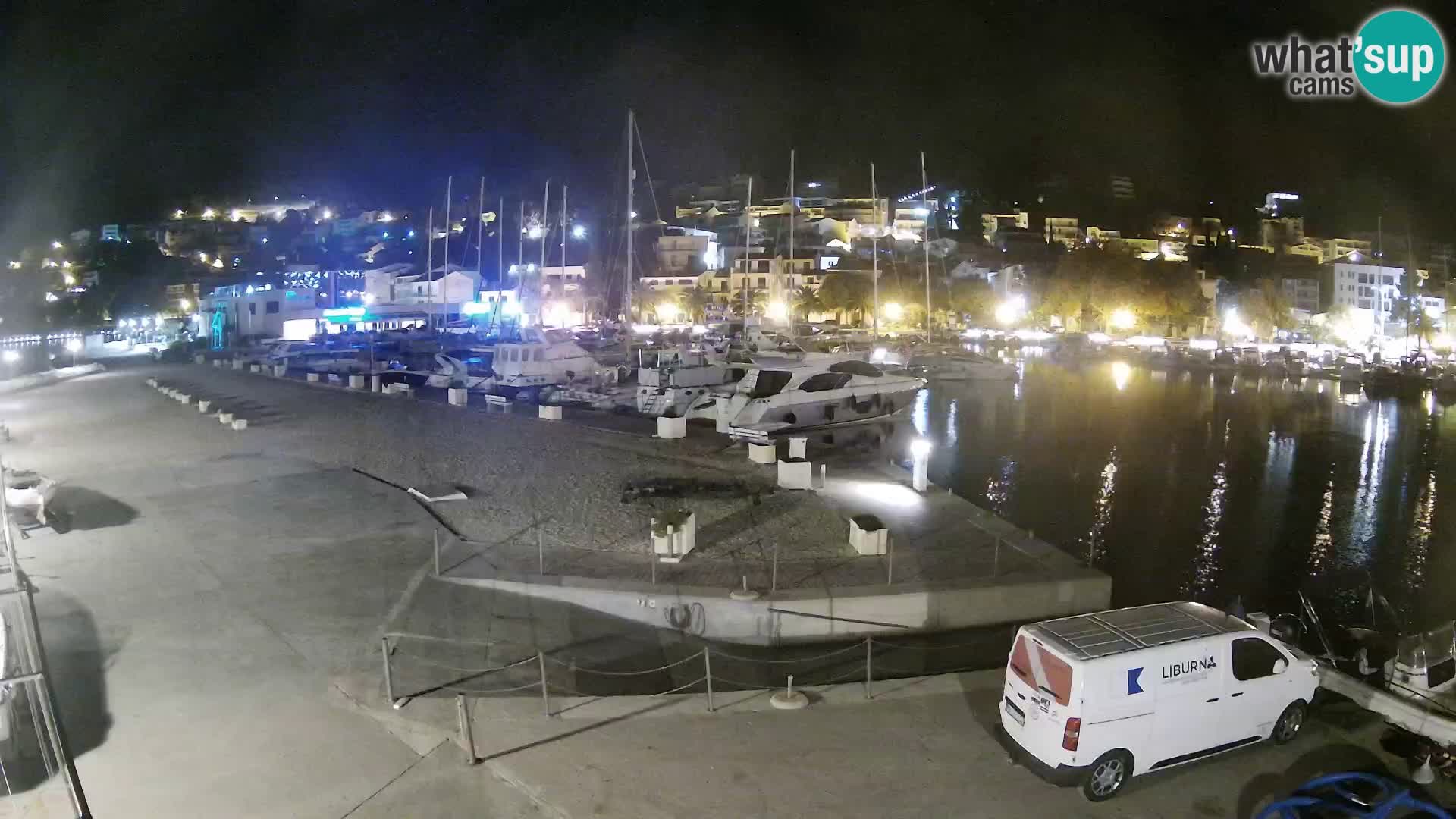 Webcam Basca Voda –  Vista desde el puerto deportivo de la ciudad y la montaña Biokovo