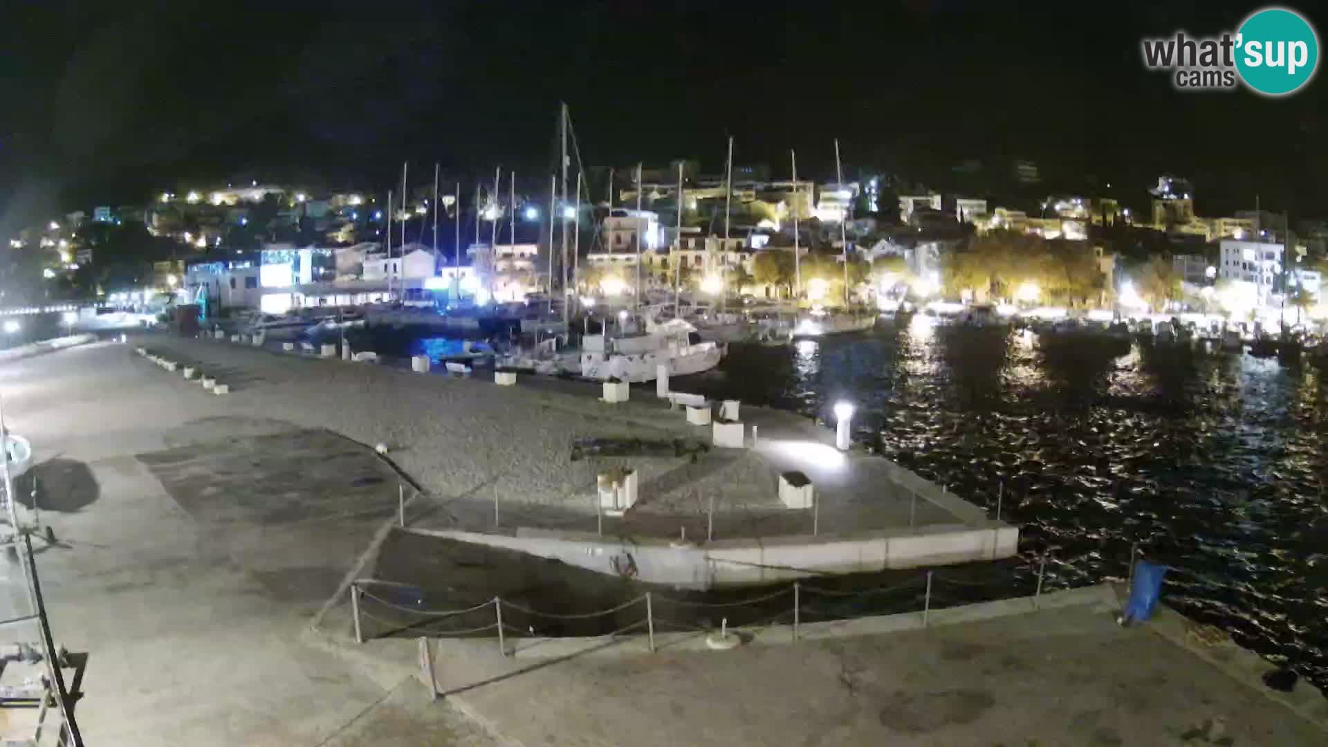 Webcam Basca Voda –  Vista desde el puerto deportivo de la ciudad y la montaña Biokovo