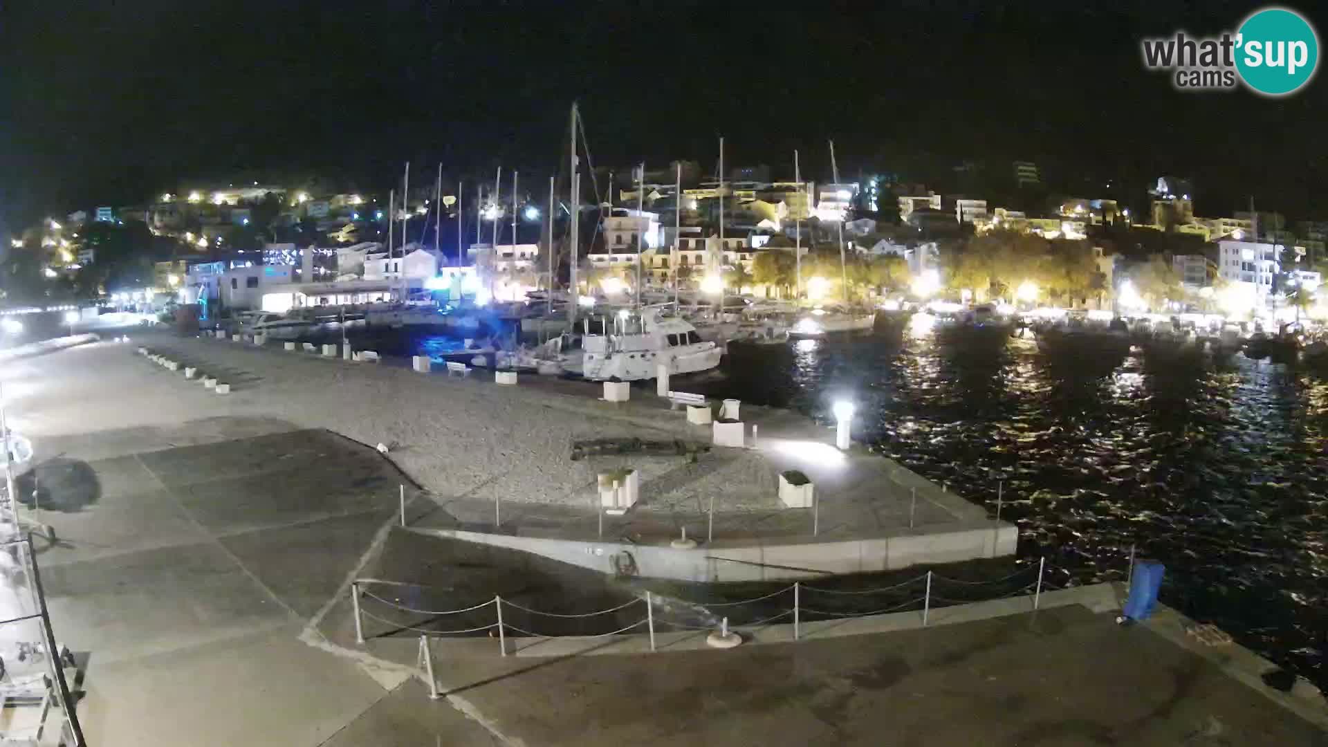 Webcam Basca Voda –  Vista desde el puerto deportivo de la ciudad y la montaña Biokovo