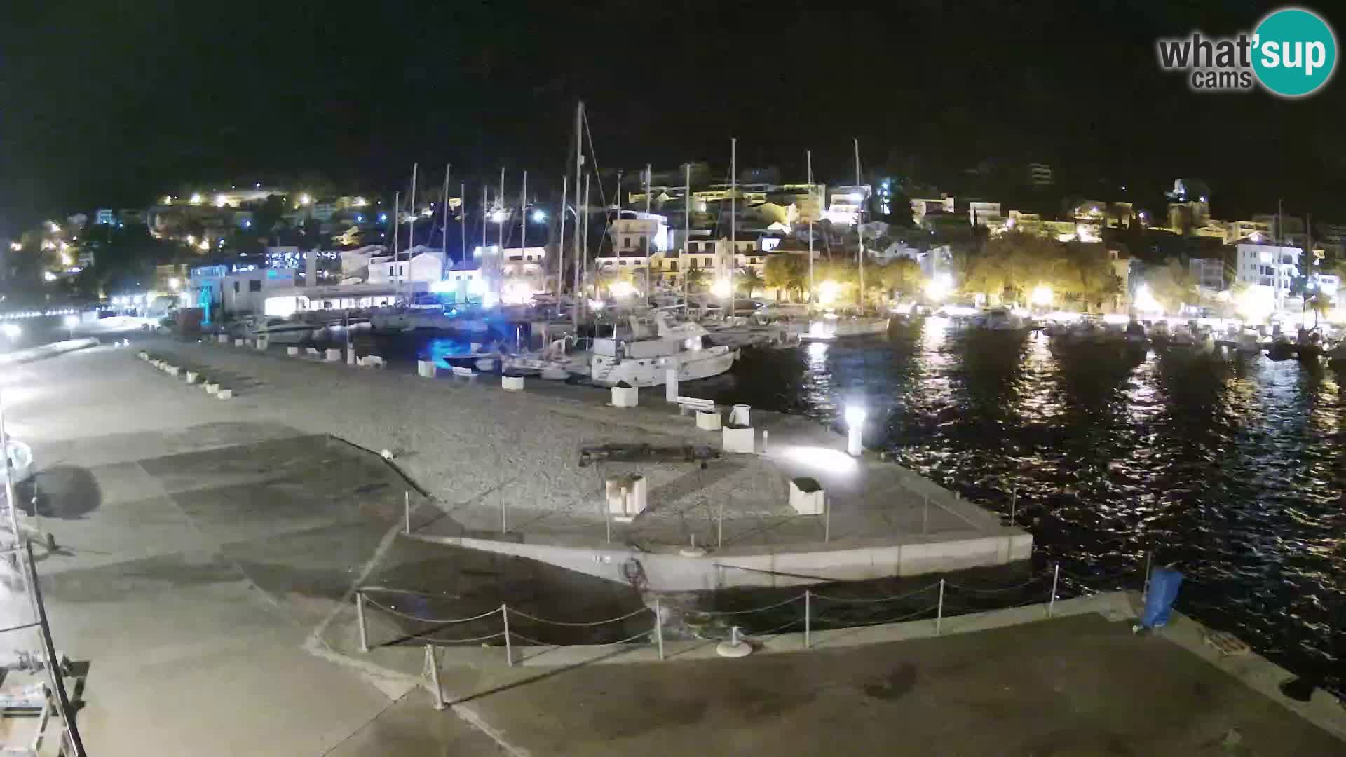 Webcam Basca Voda –  Vista desde el puerto deportivo de la ciudad y la montaña Biokovo