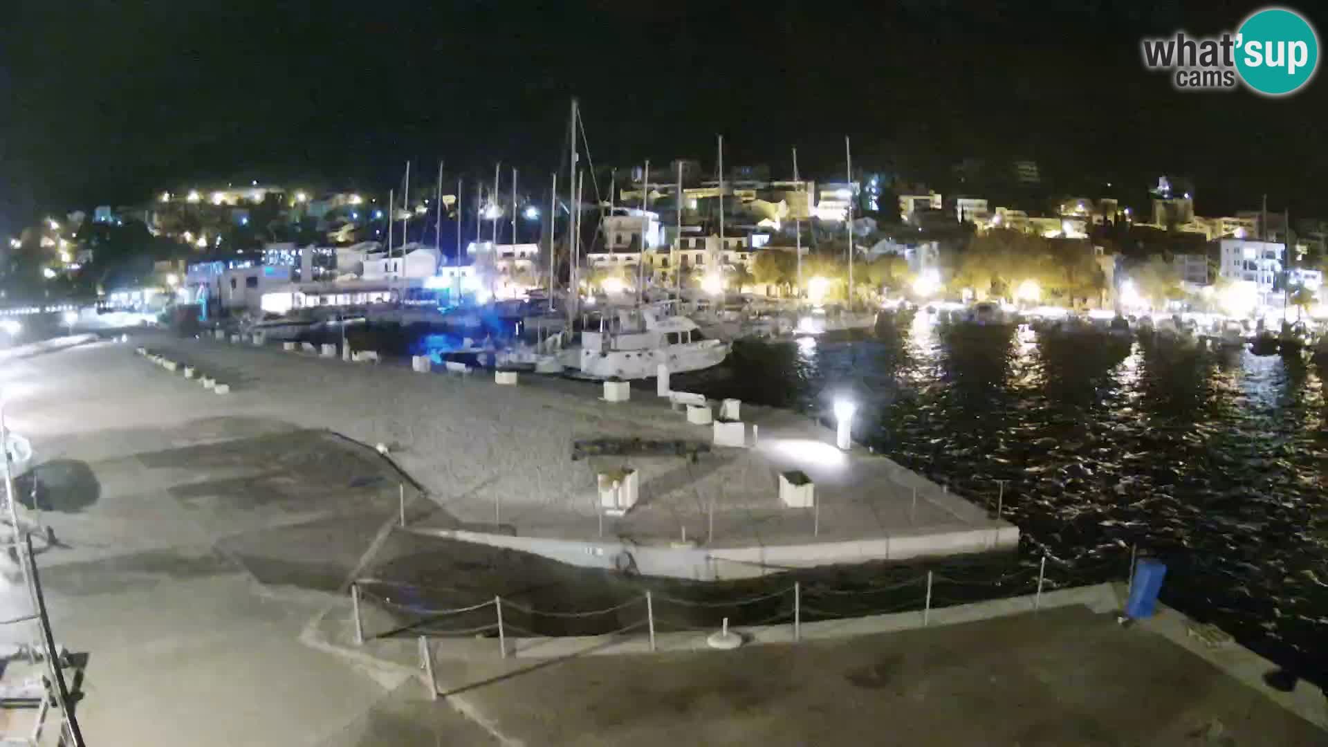 Webcam Basca Voda –  Vista desde el puerto deportivo de la ciudad y la montaña Biokovo